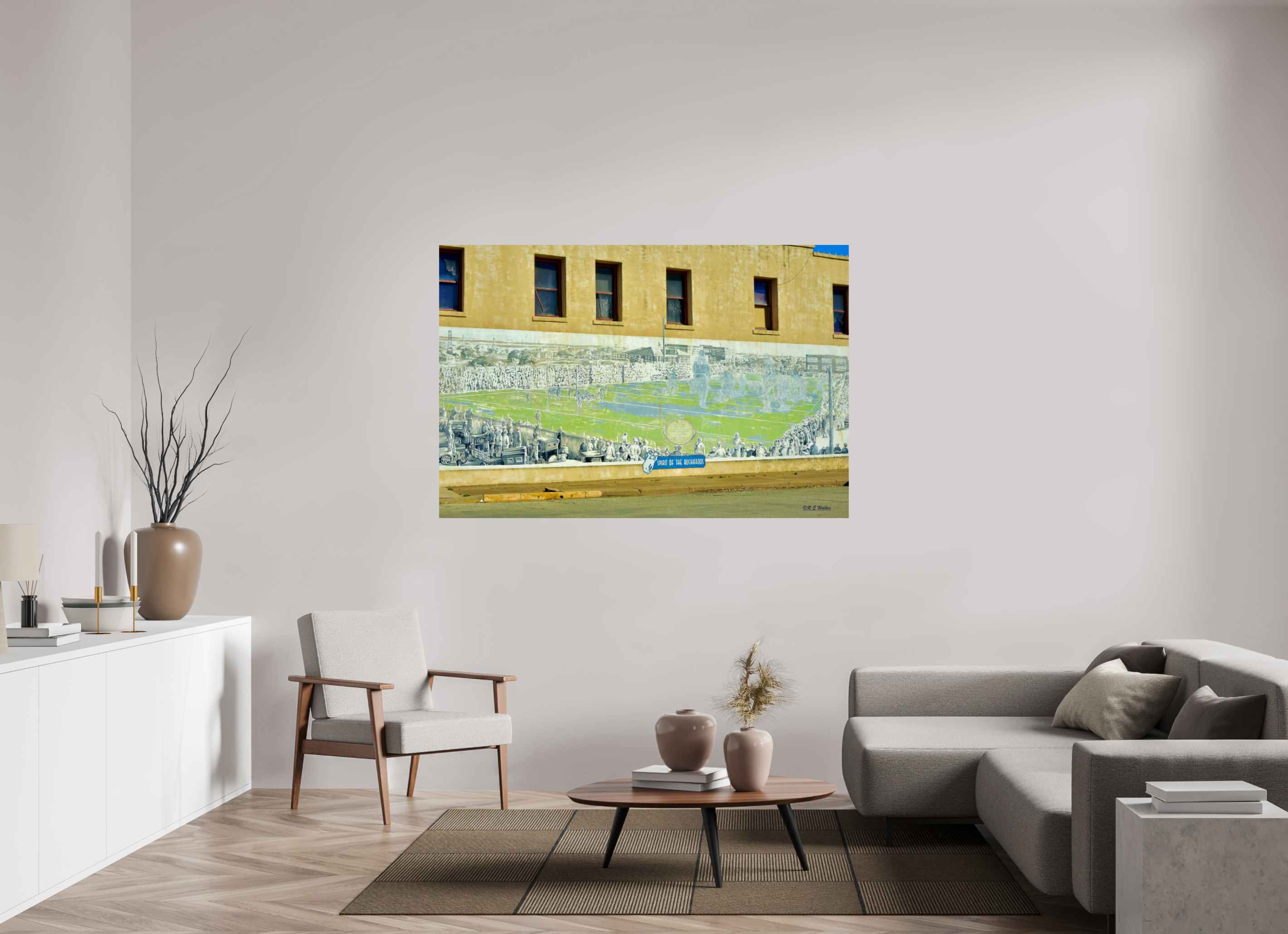66 x 44″, Glossy Print without border Football Mural Breckenridge, TX