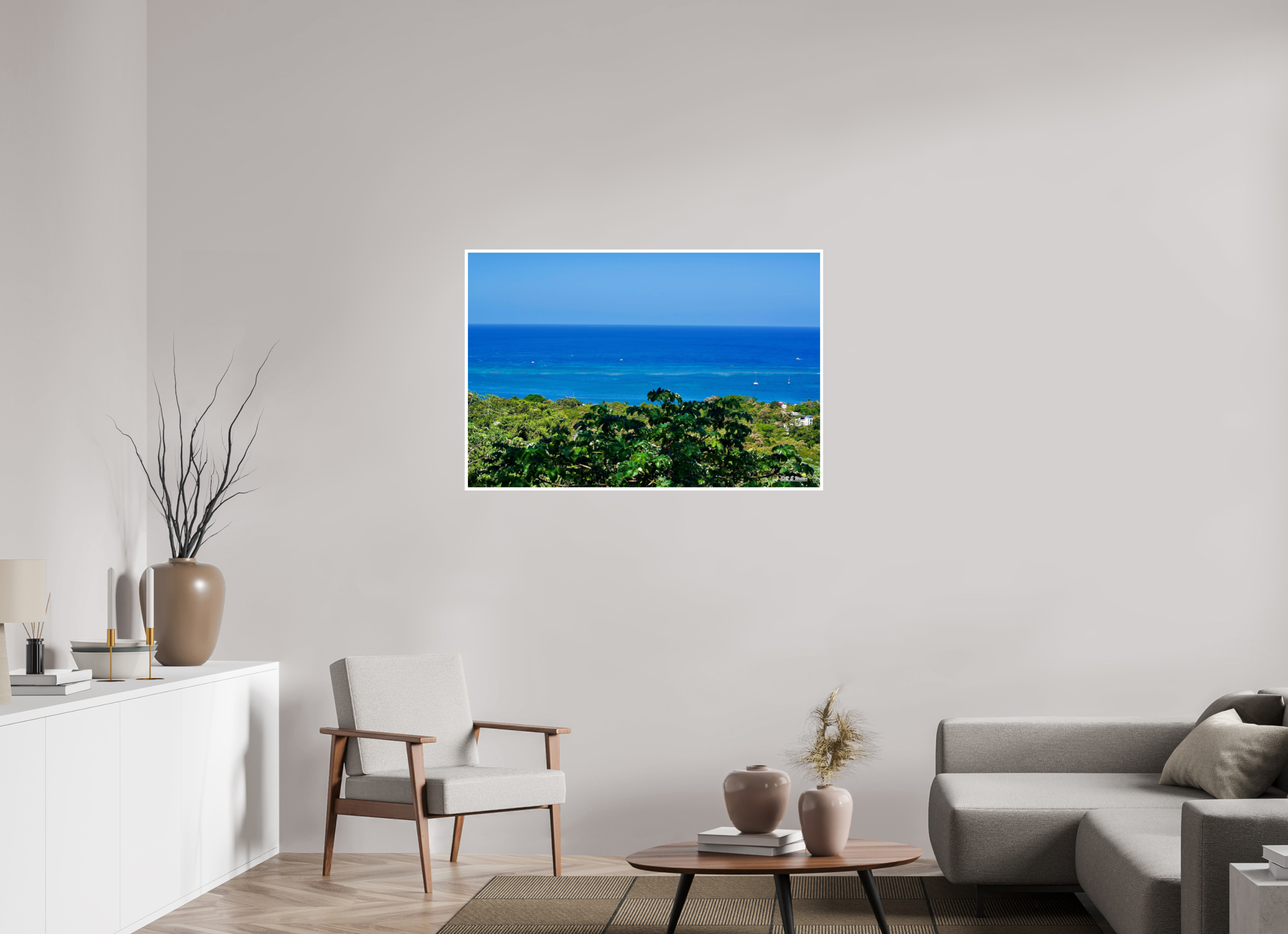 45 x 30″, Print with 0.4in white border Roatan Shore