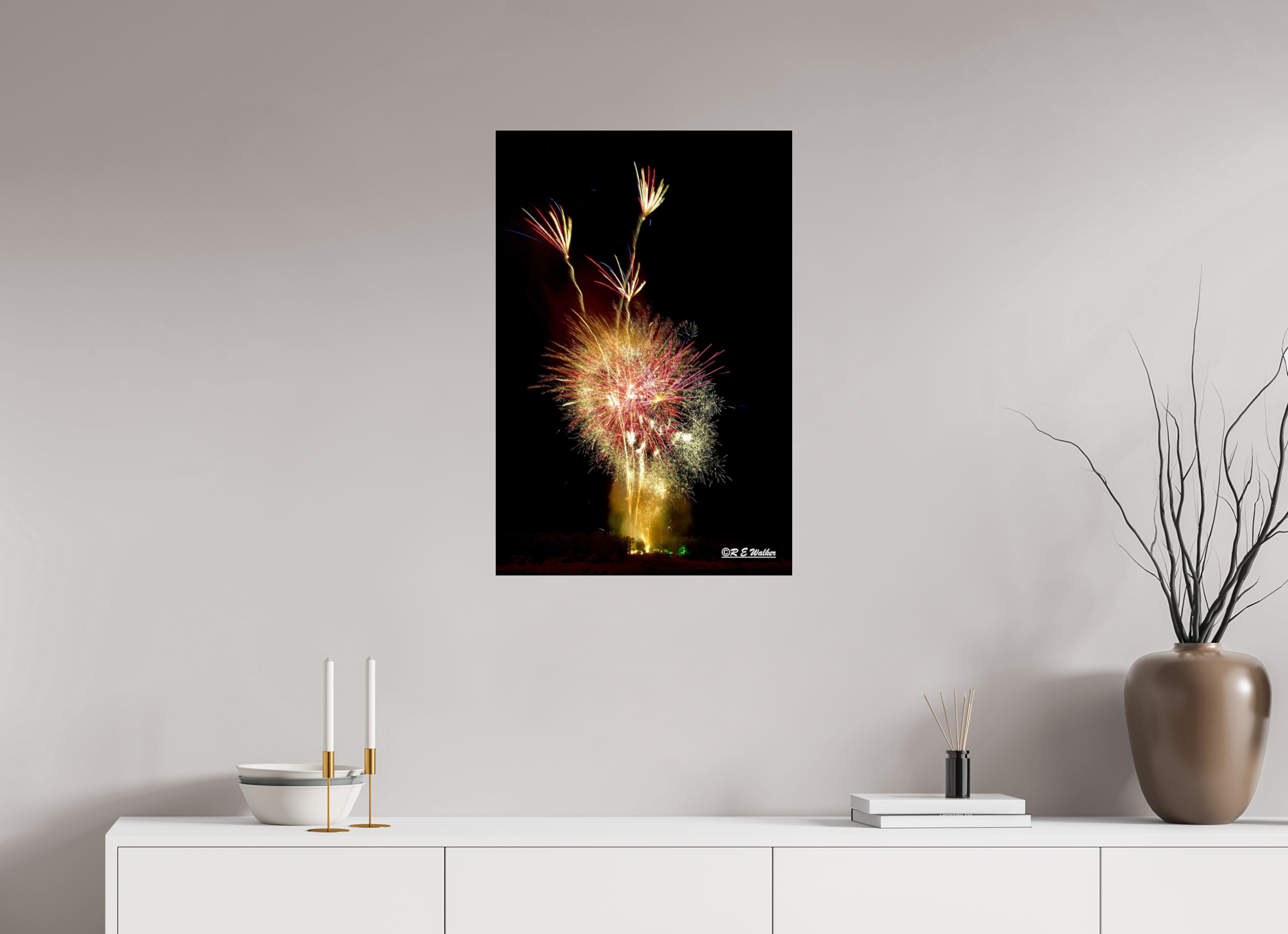 20 x 30″, acrylic-noframe-glossy Three Flower Fireworks