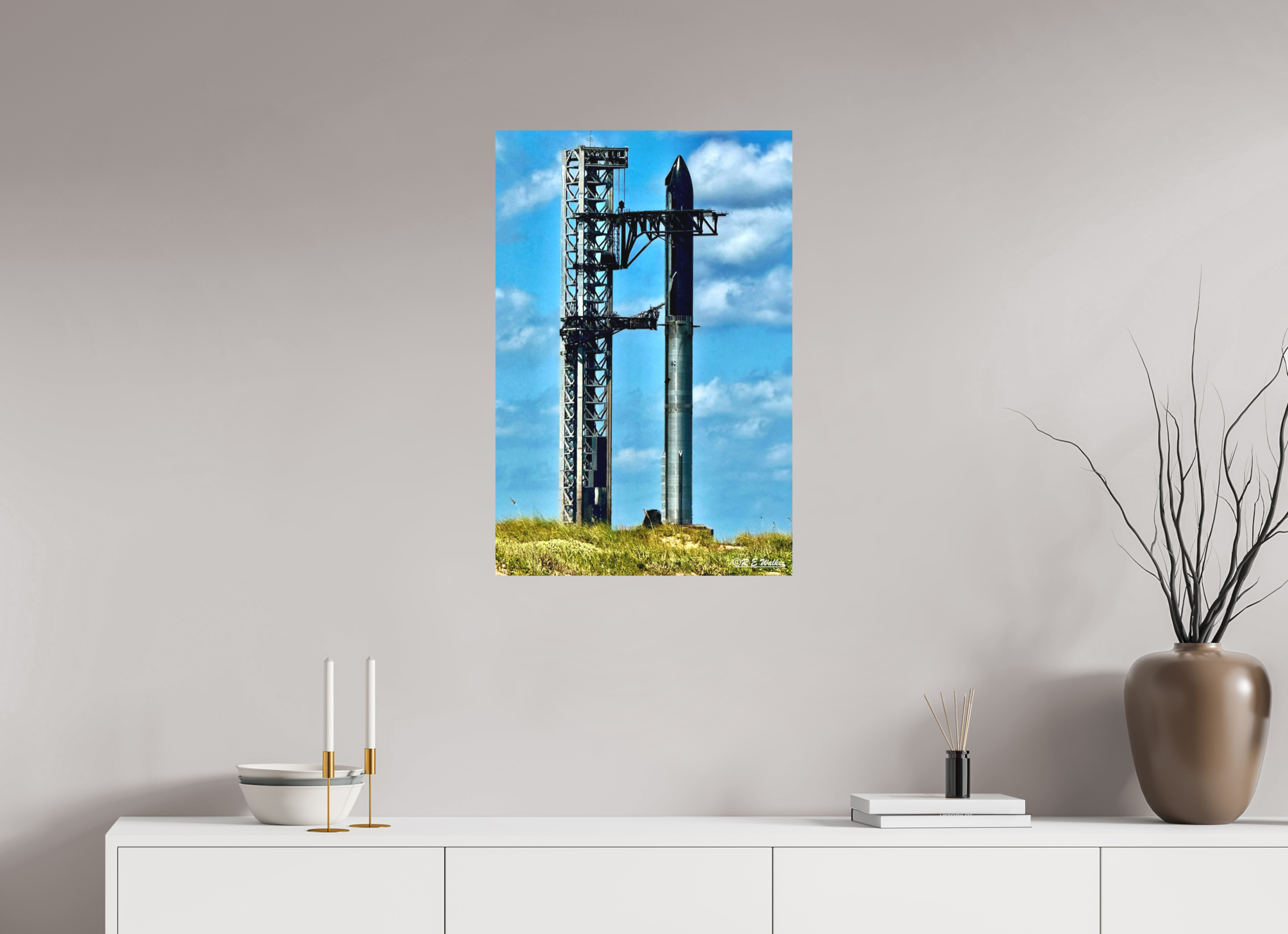 20 x 30″, Aluminum SpaceX Starship on Launchpad