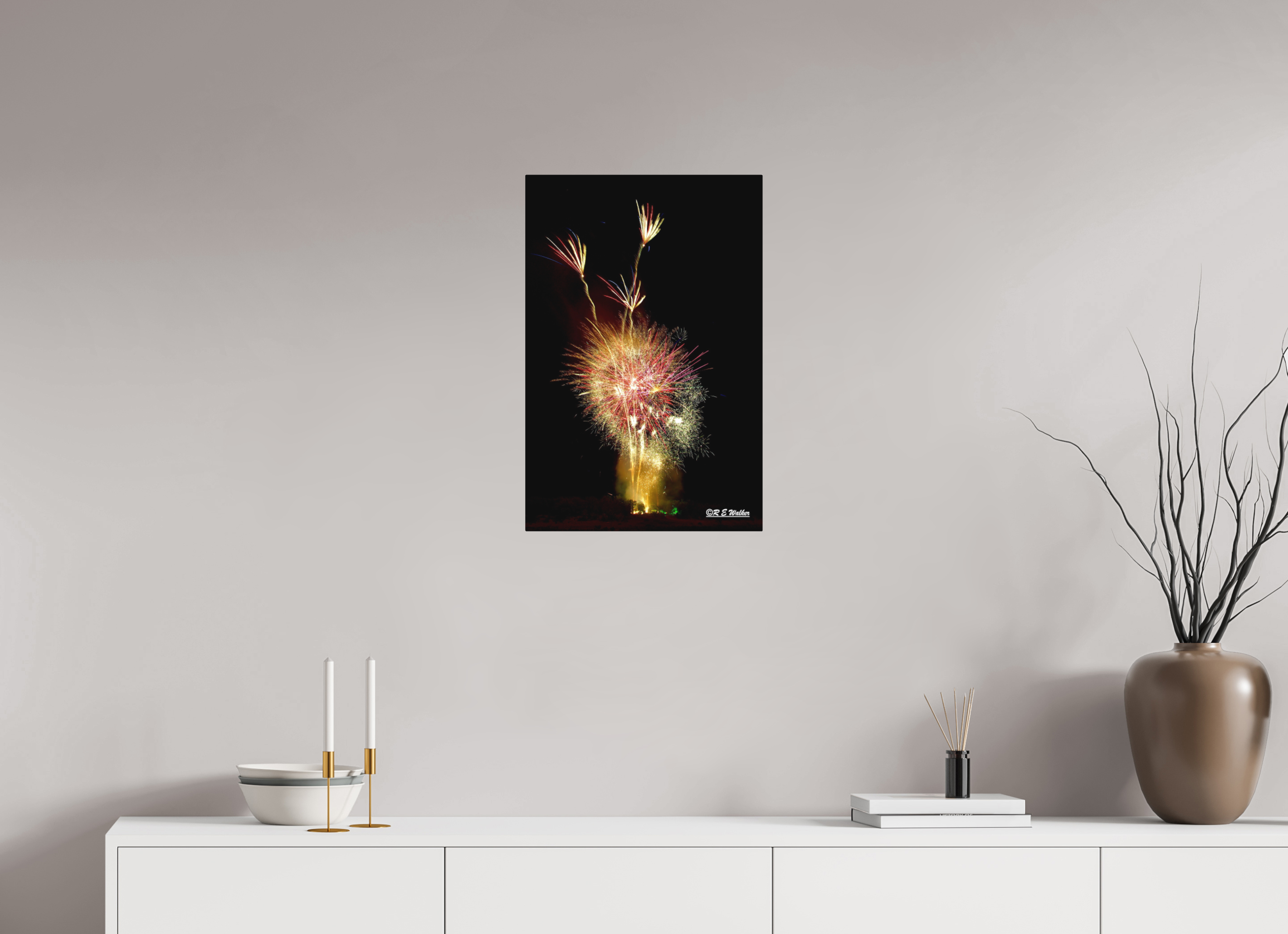 16 x 24″, Aluminum Three Flower Fireworks