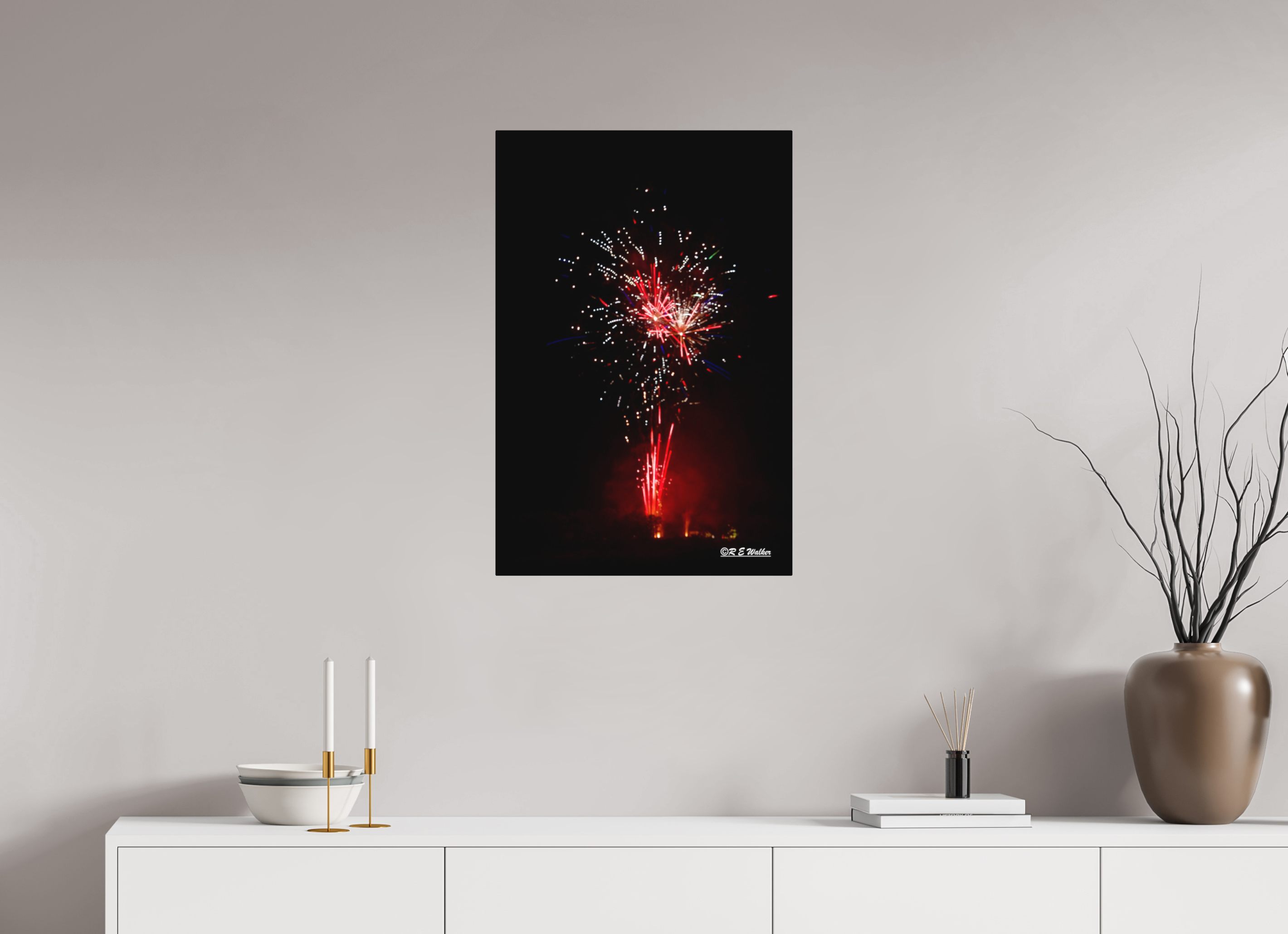 20 x 30″, Aluminum Light Bulb Fireworks