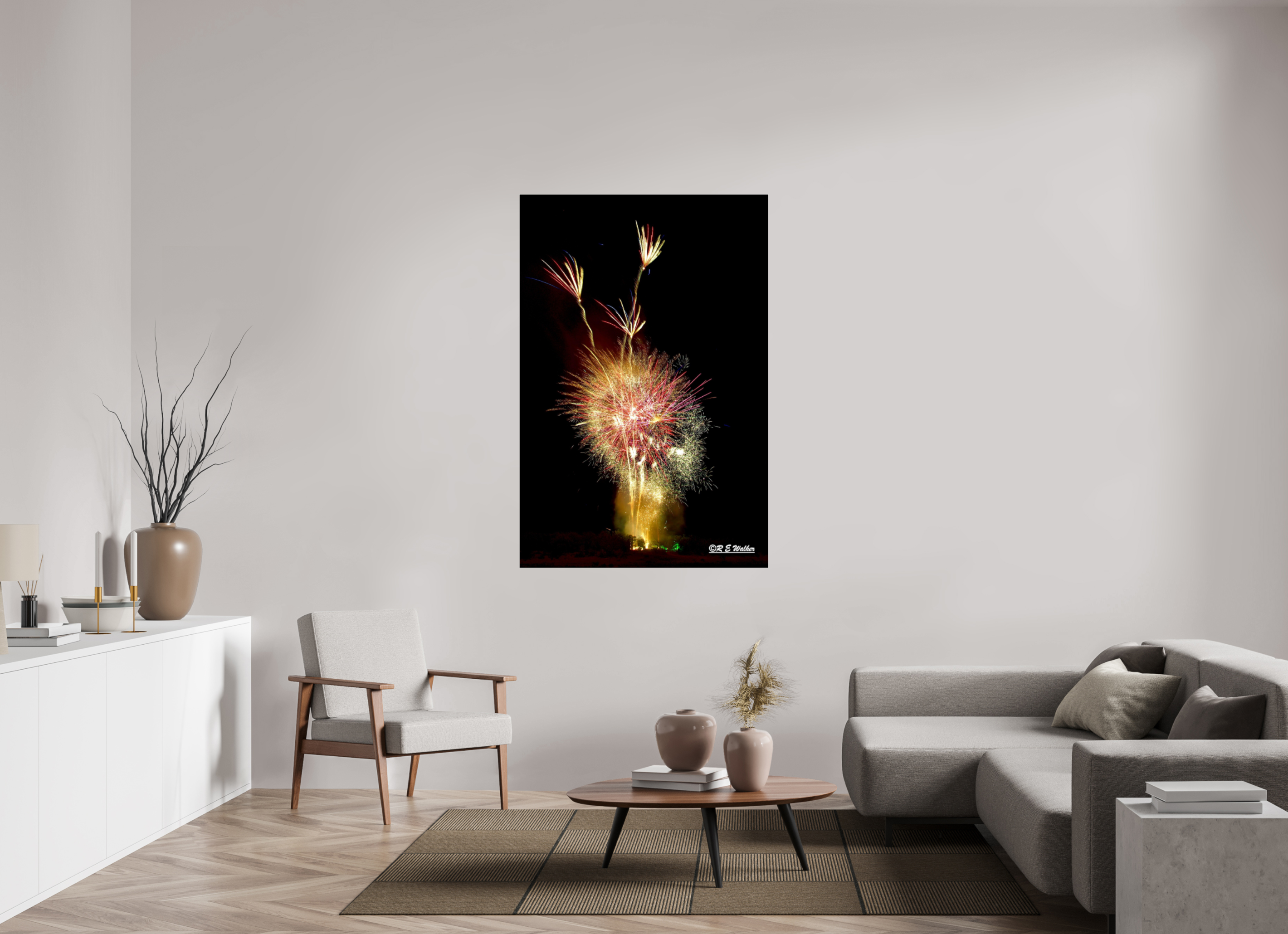 40 x 60″, acrylic-noframe-glossy Three Flower Fireworks