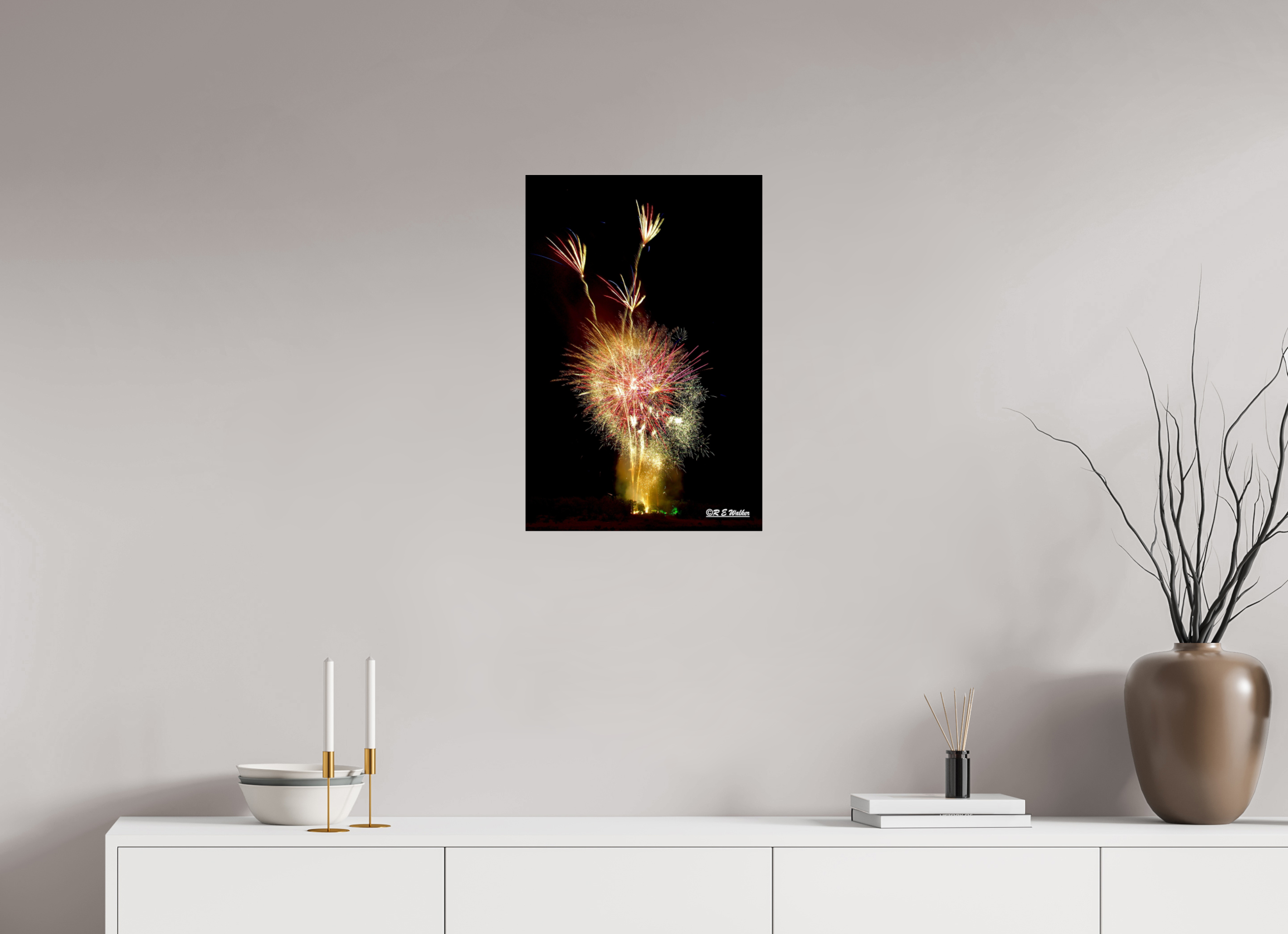 16 x 24″, acrylic-noframe-glossy Three Flower Fireworks