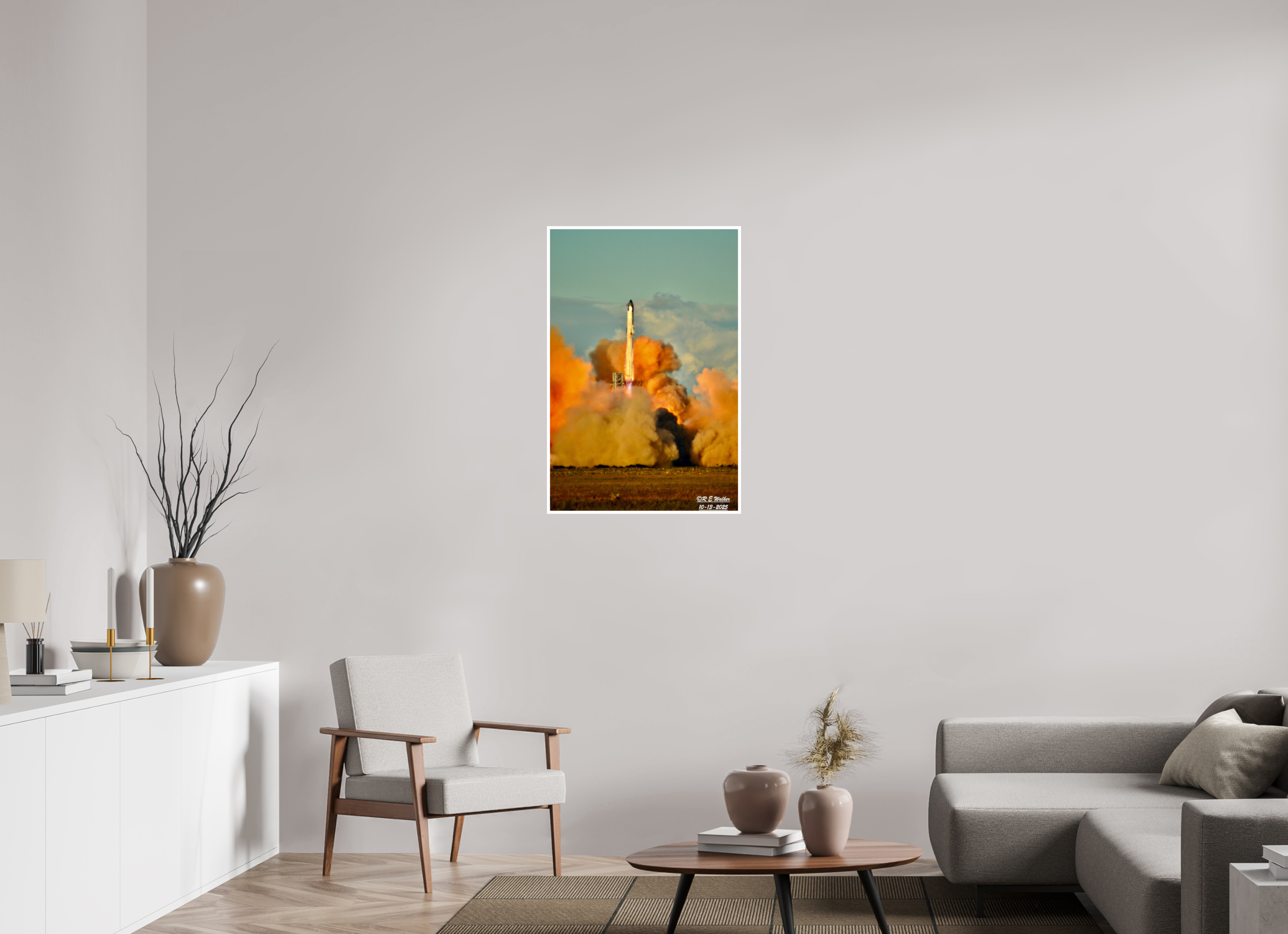 24 x 36″, Print with 0.4in white border Starship IFT11 Clearing Tower