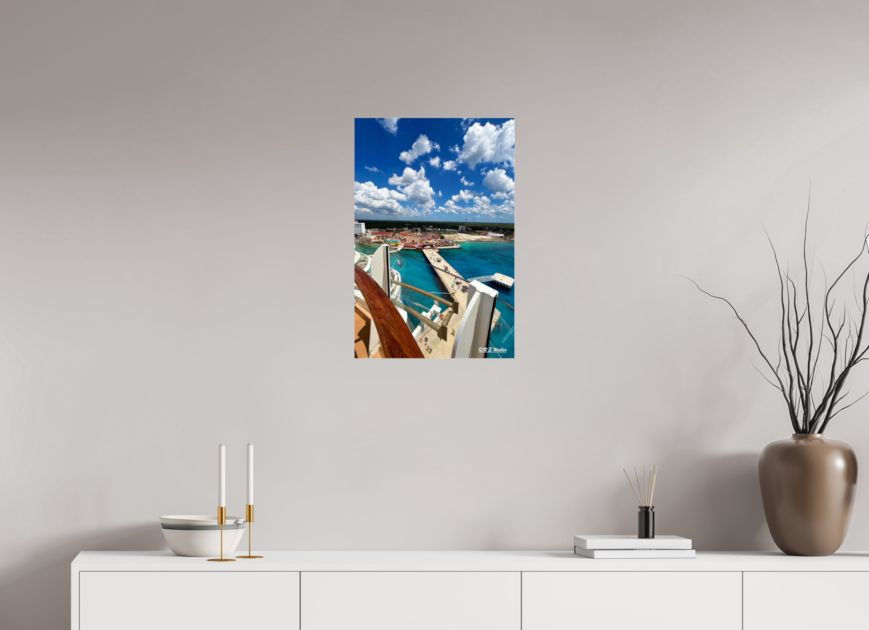 16 x 24″, acrylic-noframe-glossy Ship docked view in Cozumel