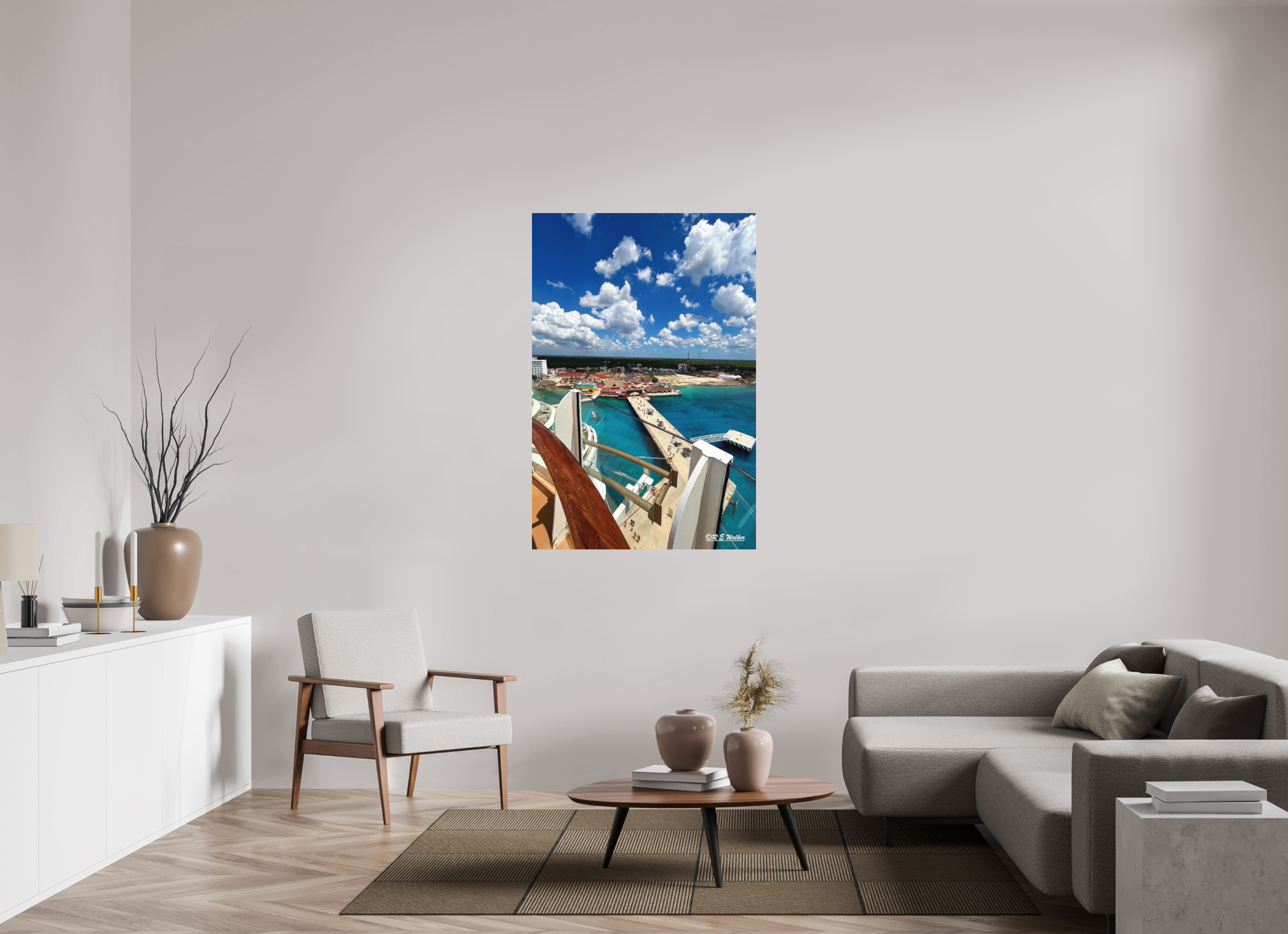 36 x 54″, Aluminum Ship docked view in Cozumel