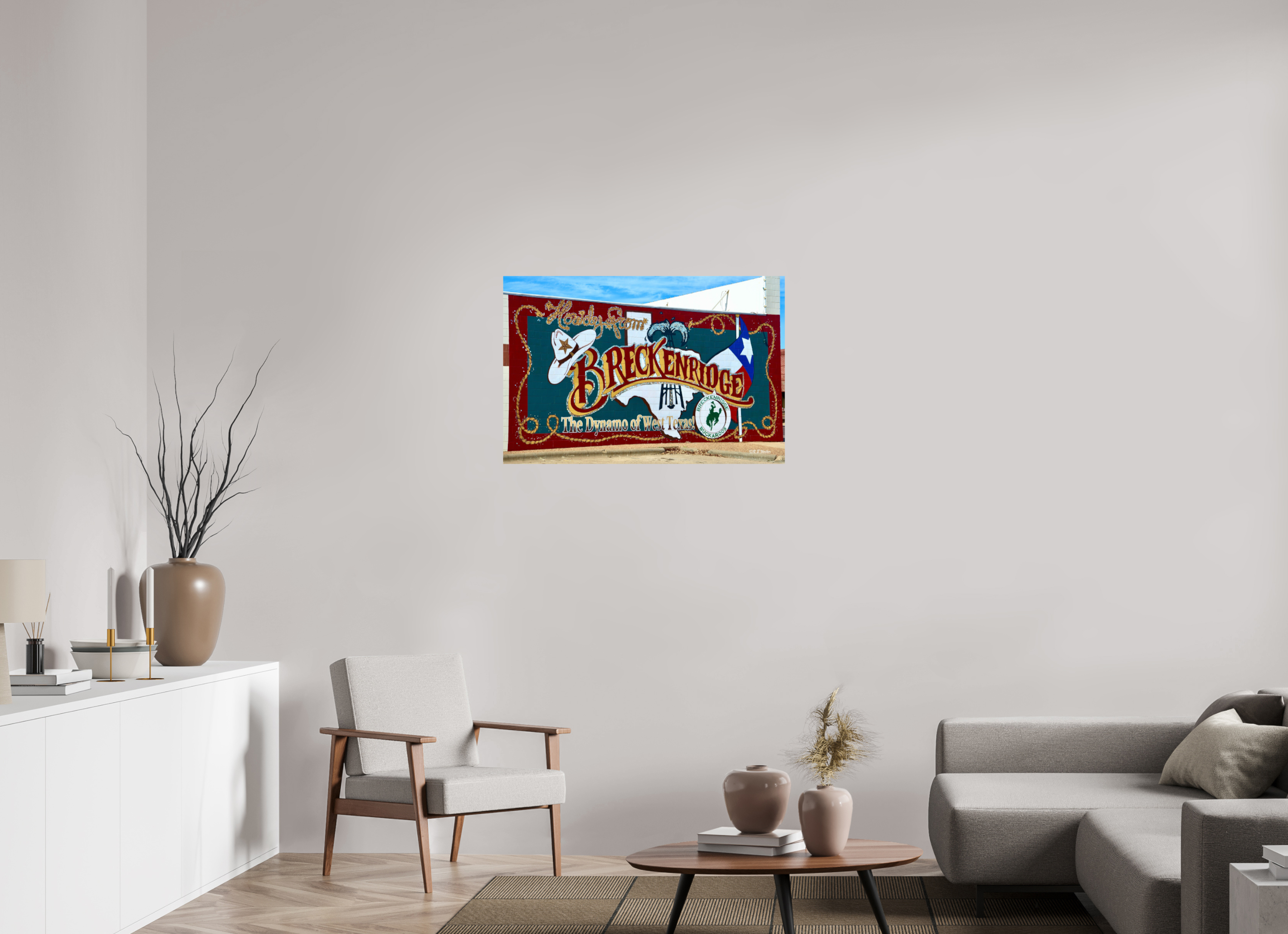 36 x 24″, Glossy Print without border Breckenridge, TX Welcome Mural