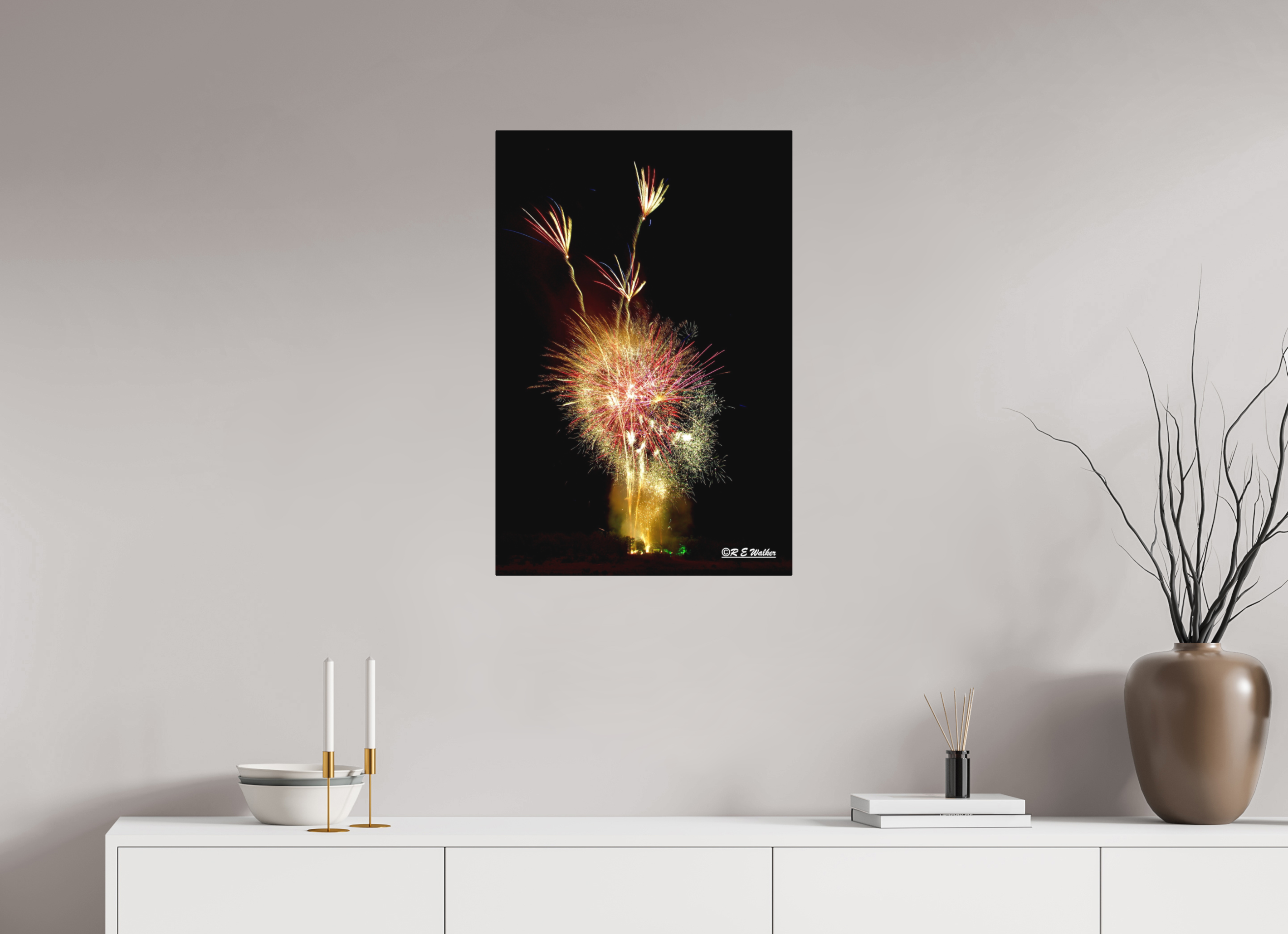 20 x 30″, Aluminum Three Flower Fireworks