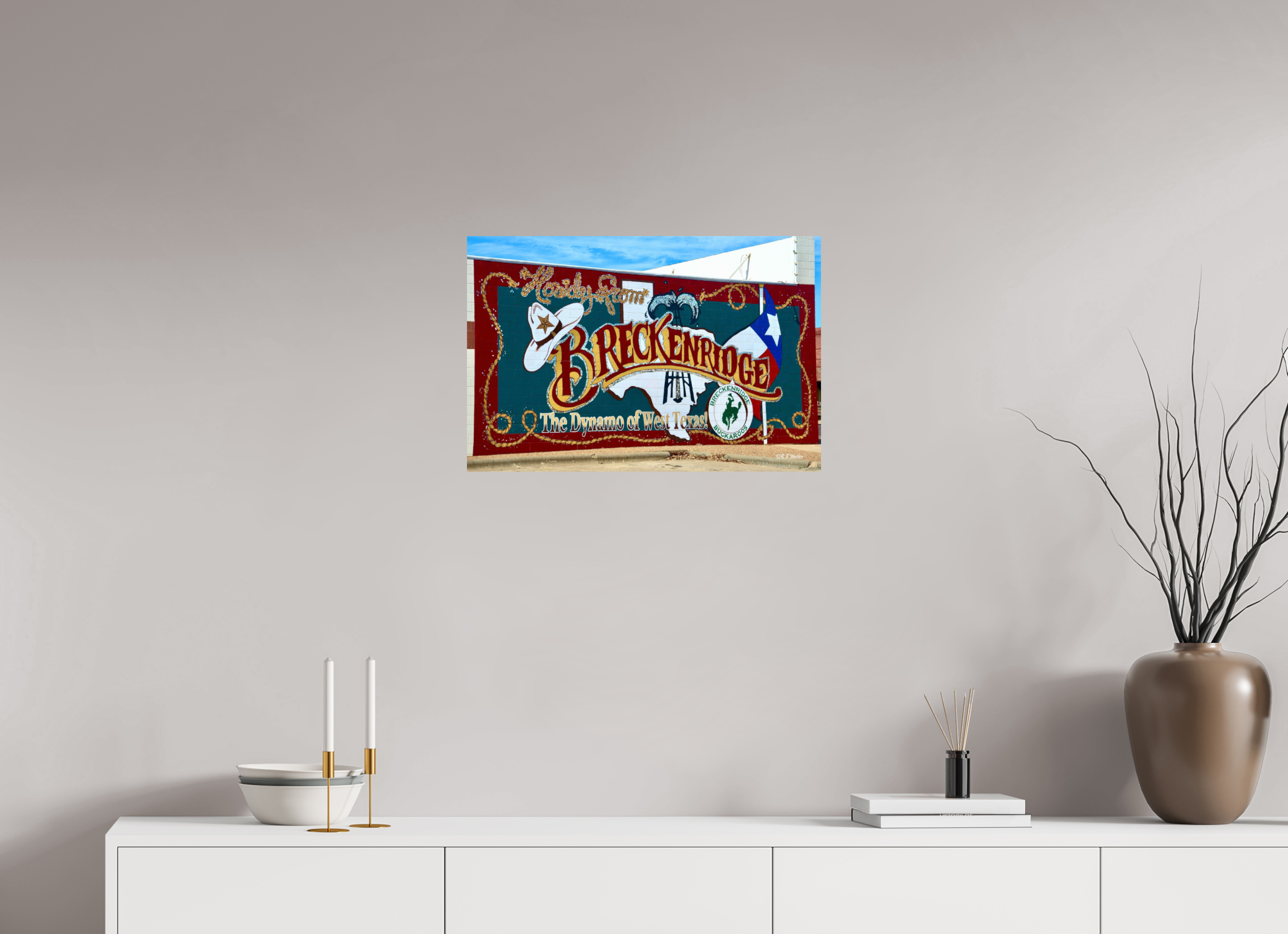24 x 16″, Glossy Print without border Breckenridge, TX Welcome Mural