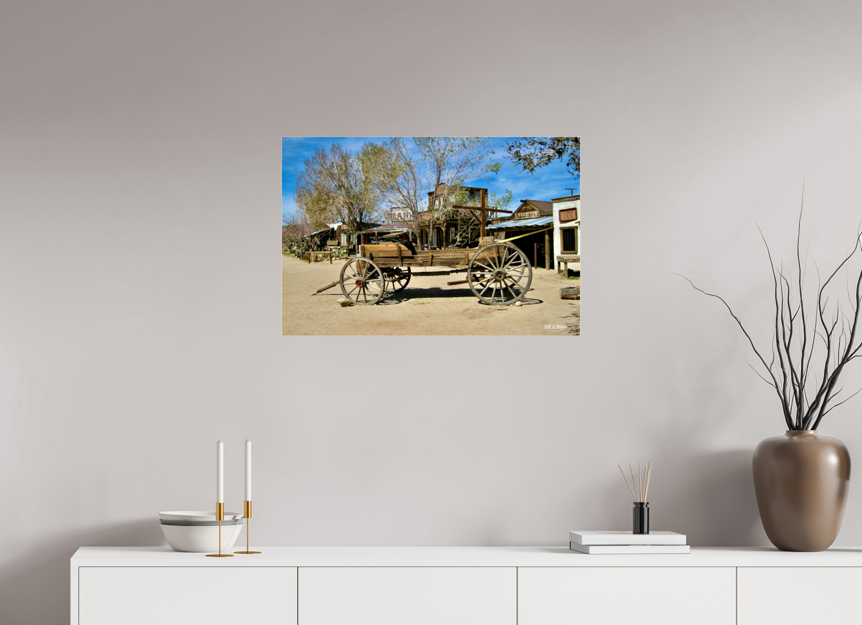 30 x 20″, acrylic-noframe-glossy Old Wagon in Pioneer Town, CA