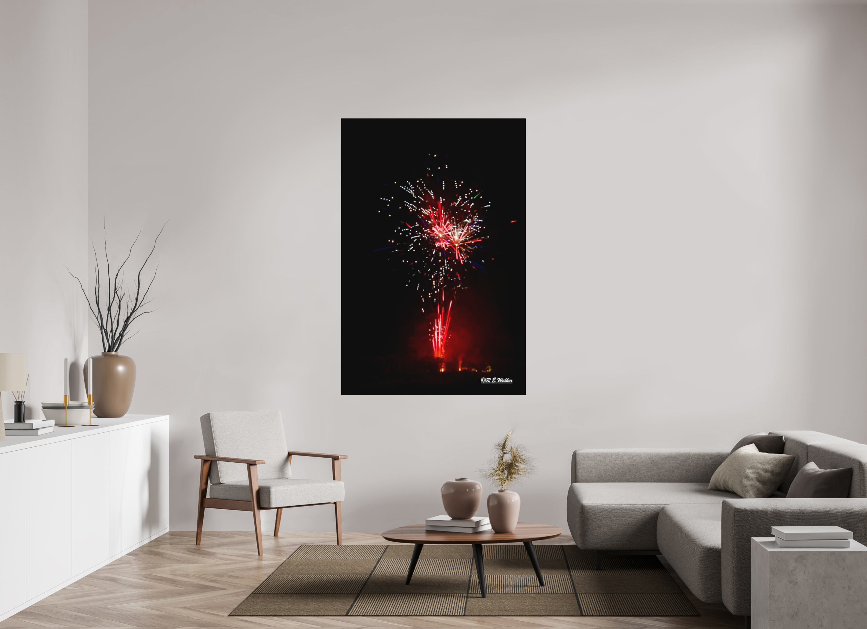 44 x 66″, Aluminum Light Bulb Fireworks
