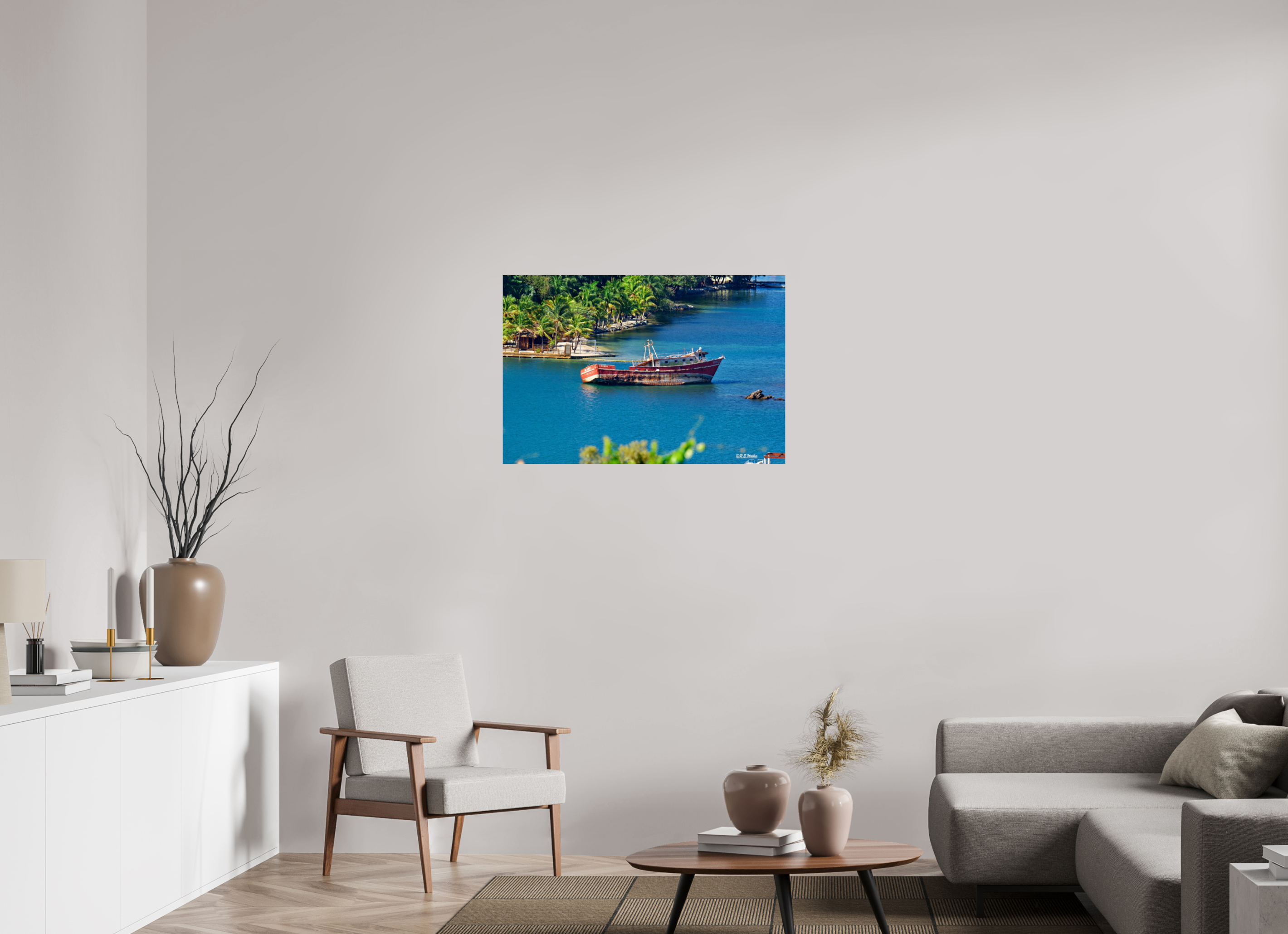 36 x 24″, acrylic-noframe-glossy Wreckage in Roatan Honduras