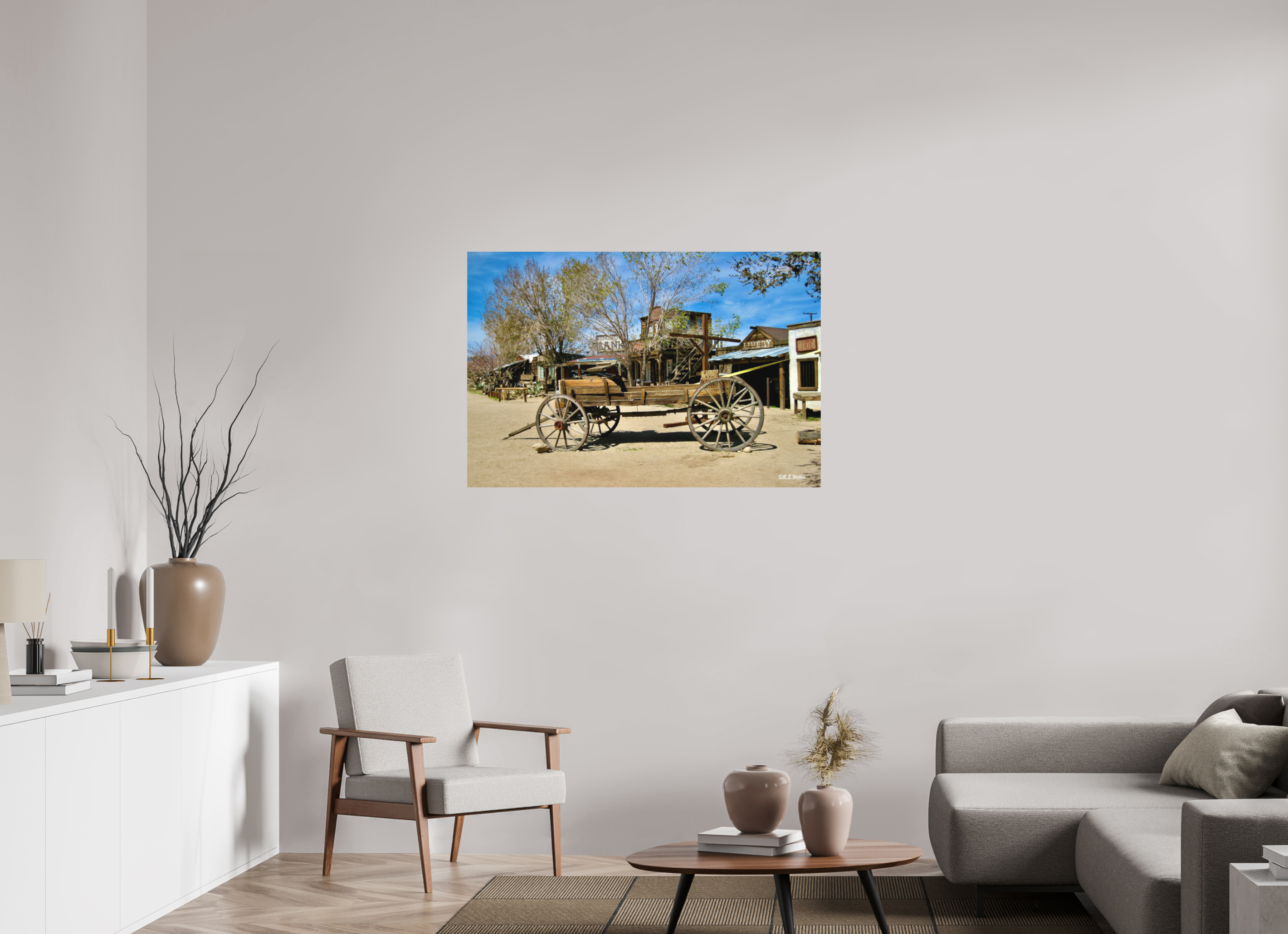 45 x 30″, Aluminum Old Wagon in Pioneer Town, CA