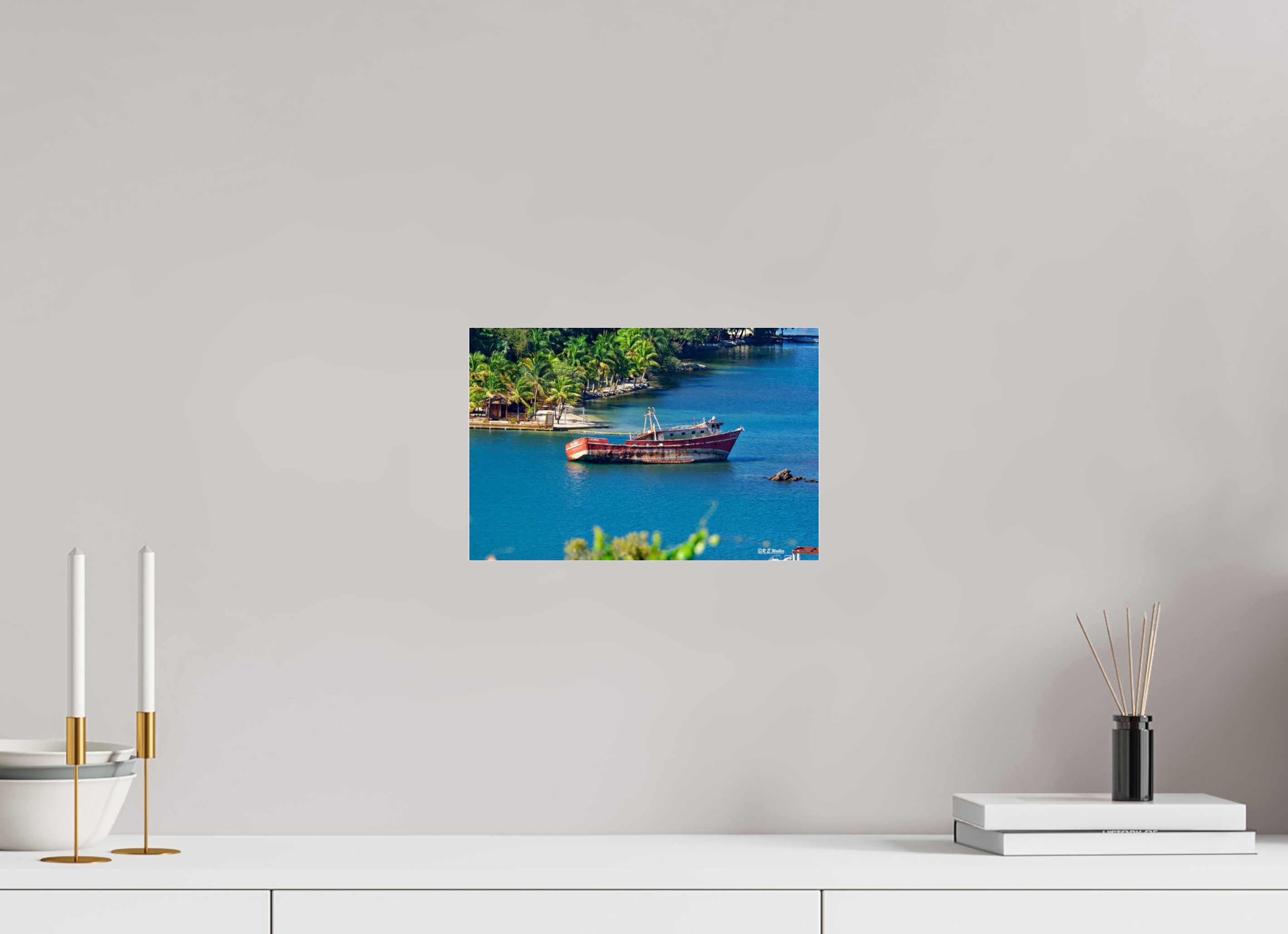 12 x 8″, acrylic-noframe-glossy Wreckage in Roatan Honduras