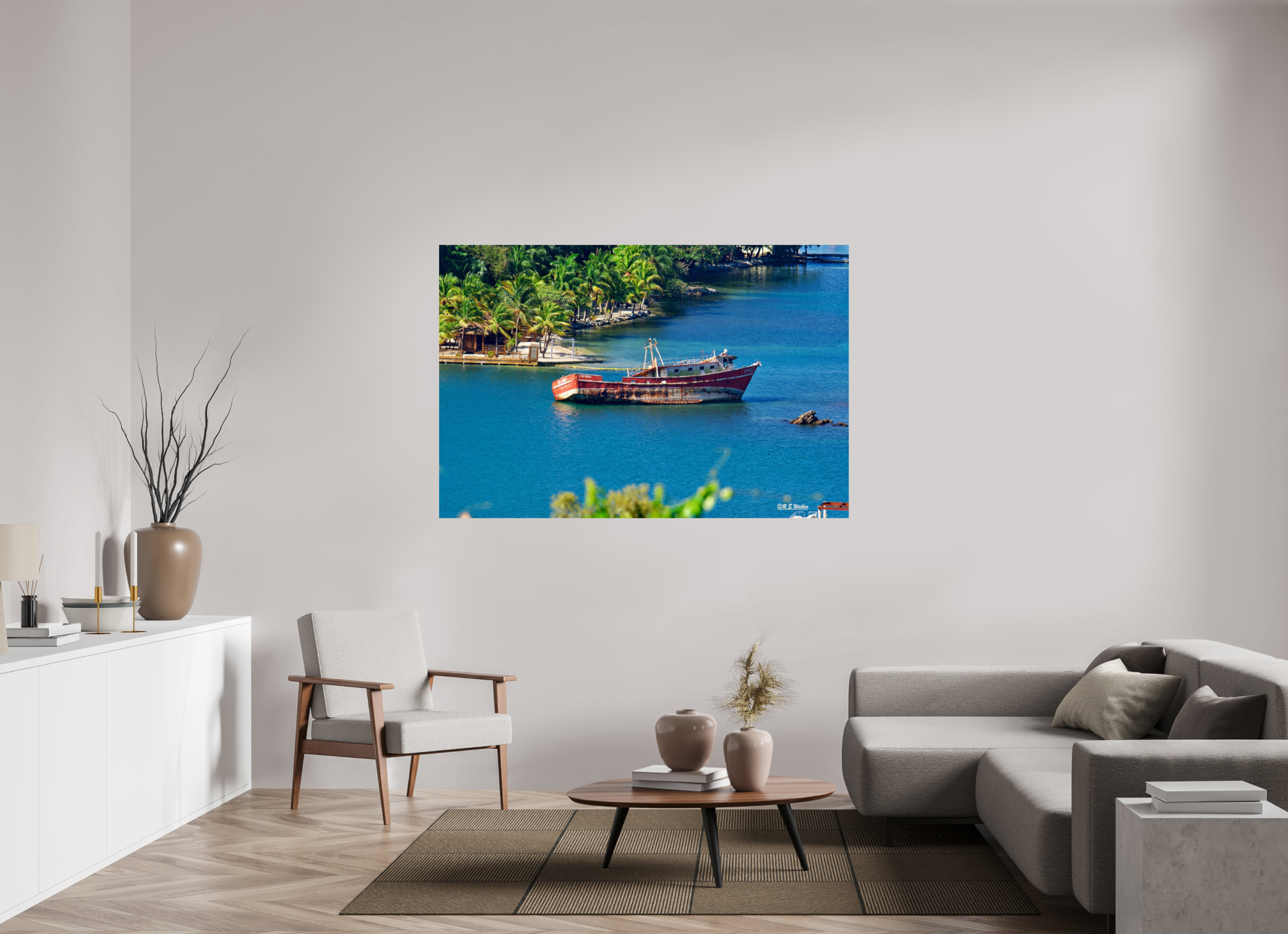 66 x 44″, Glossy Print without border Wreckage in Roatan Honduras