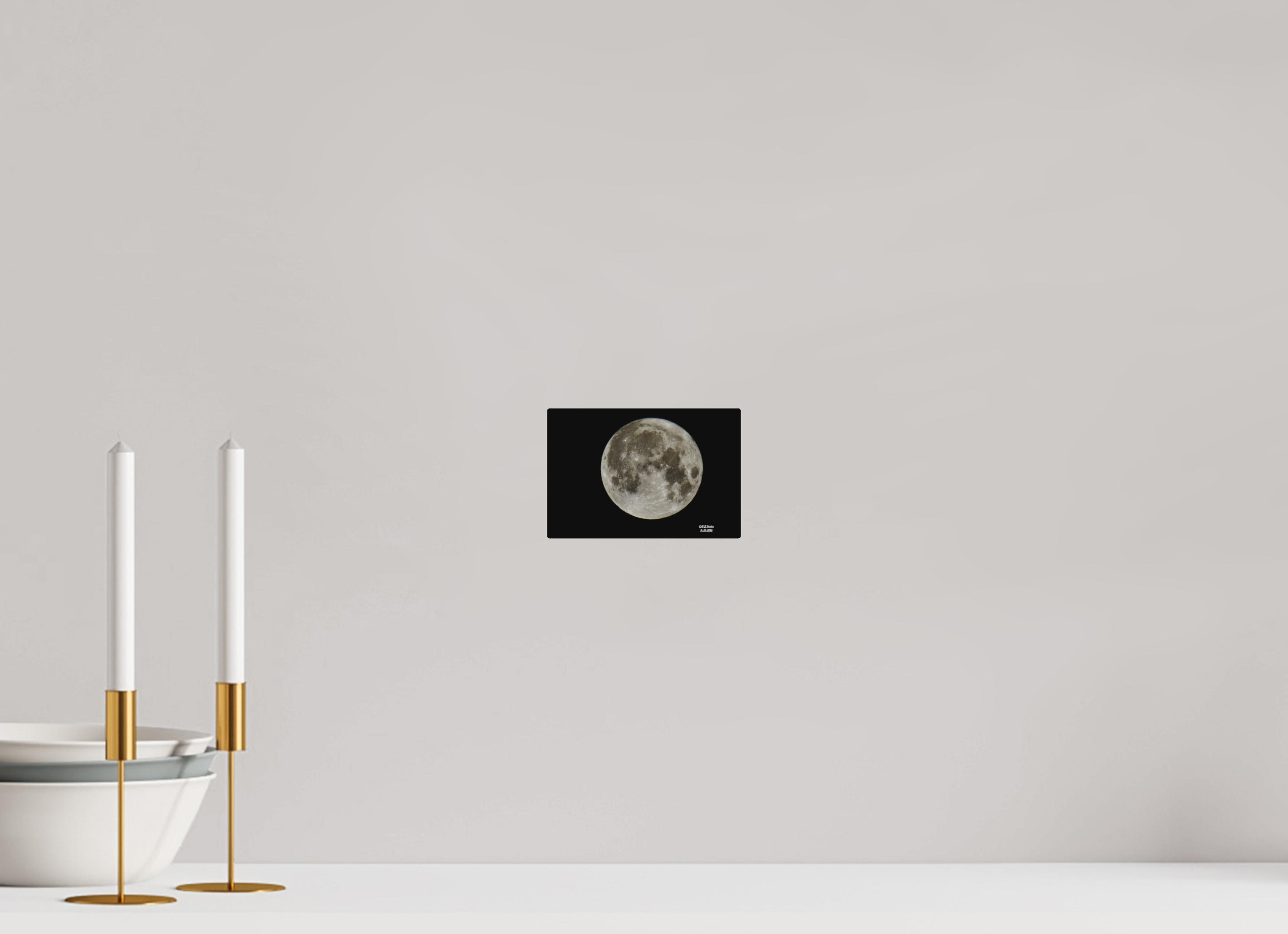 6 x 4″, Aluminum Moon on Black Background