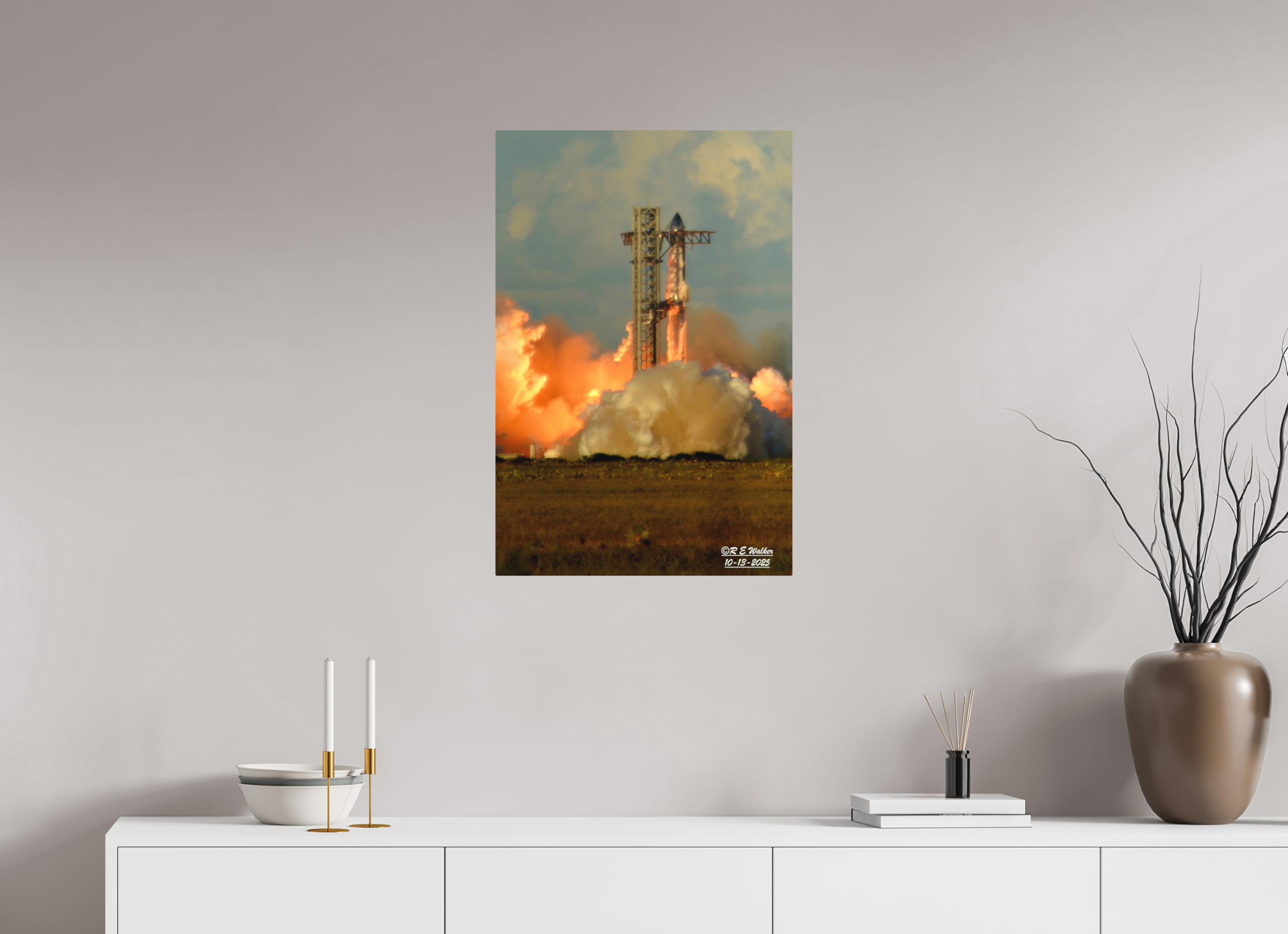20 x 30″, Aluminum SpaceX Starship Launch