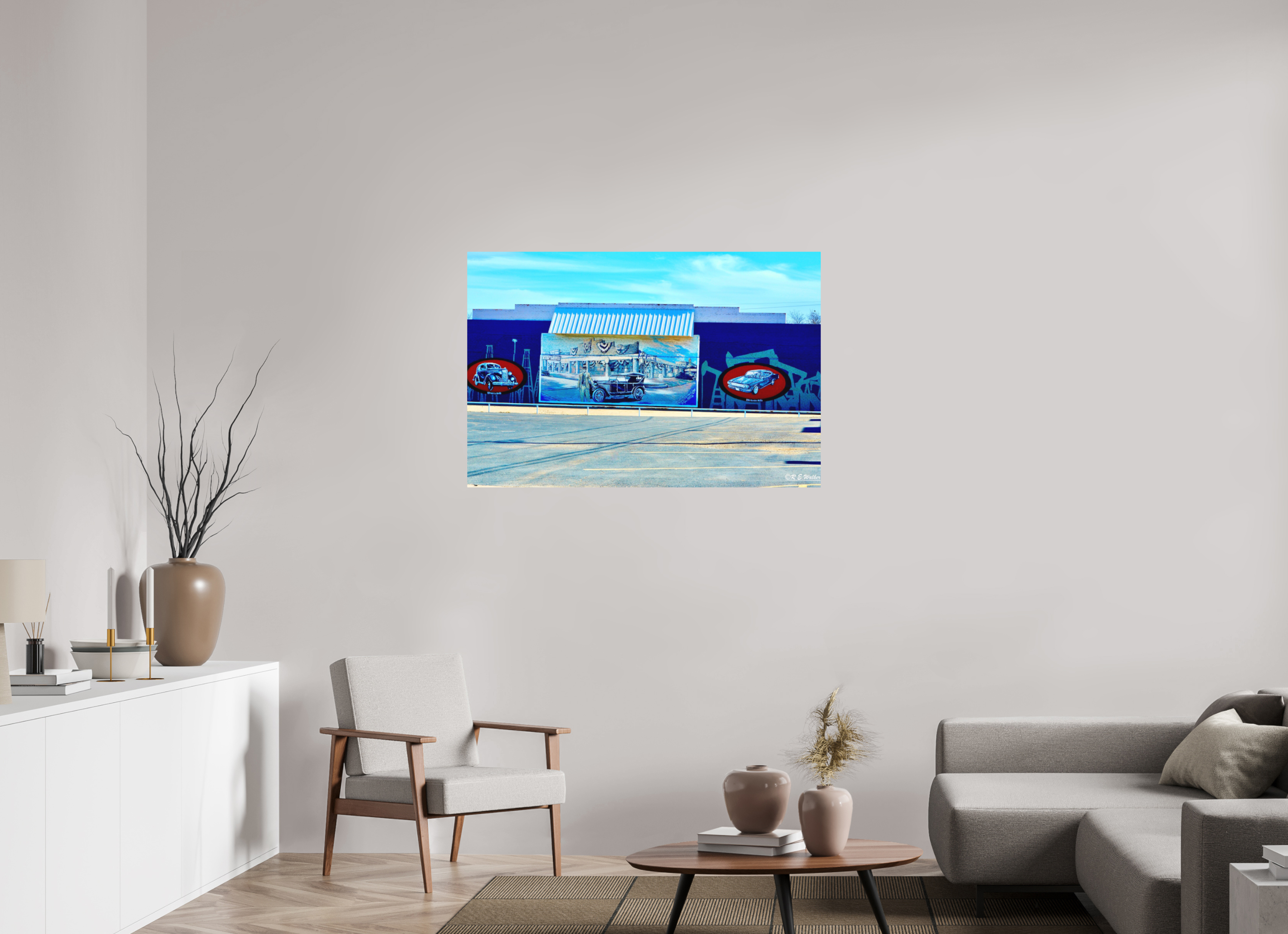 45 x 30″, Aluminum Mural of Cars-Breckenridge, TX