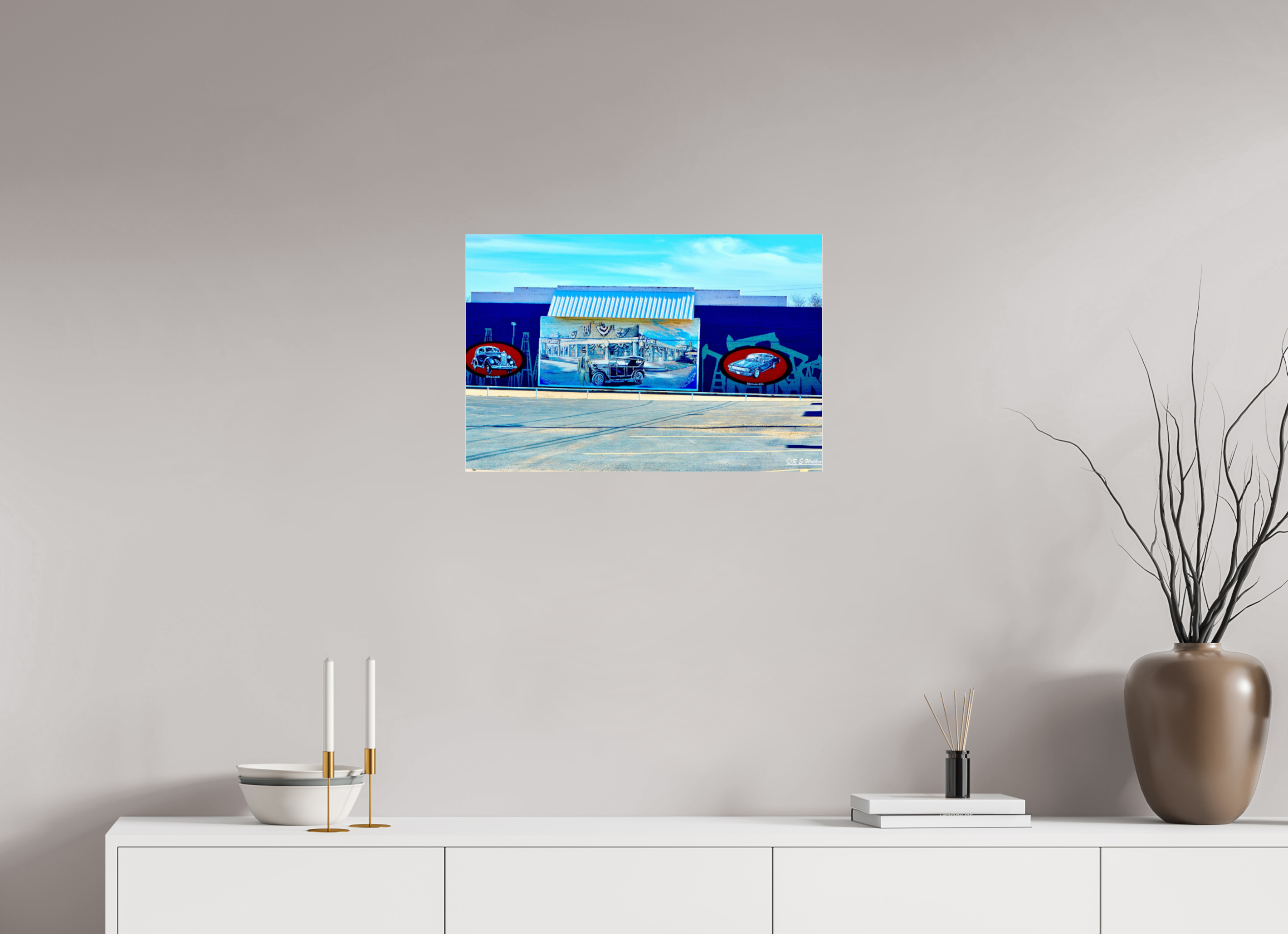 24 x 16″, acrylic-noframe-glossy Mural of Cars-Breckenridge, TX