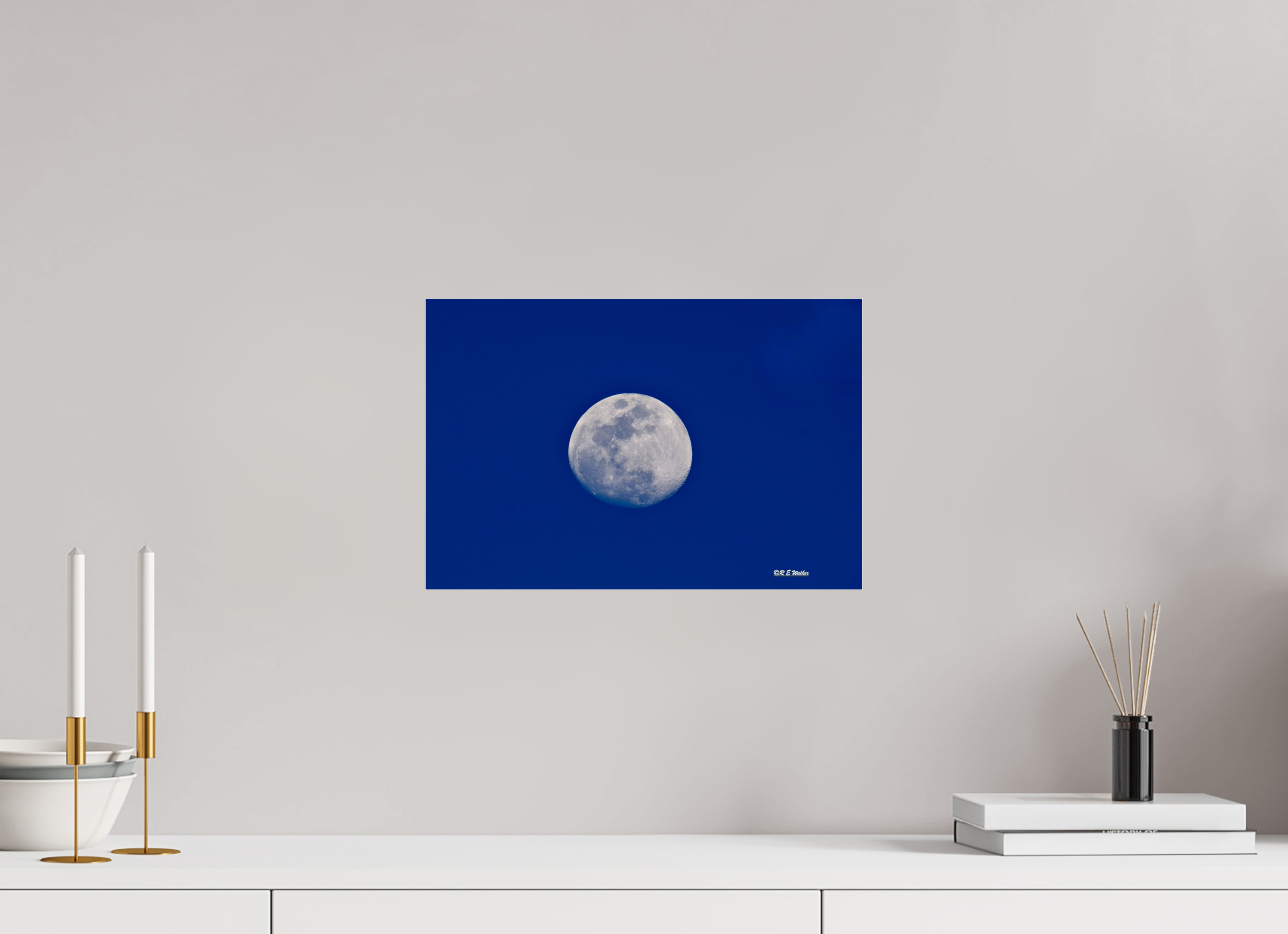 15 x 10″, acrylic-noframe-glossy Moon on blue background