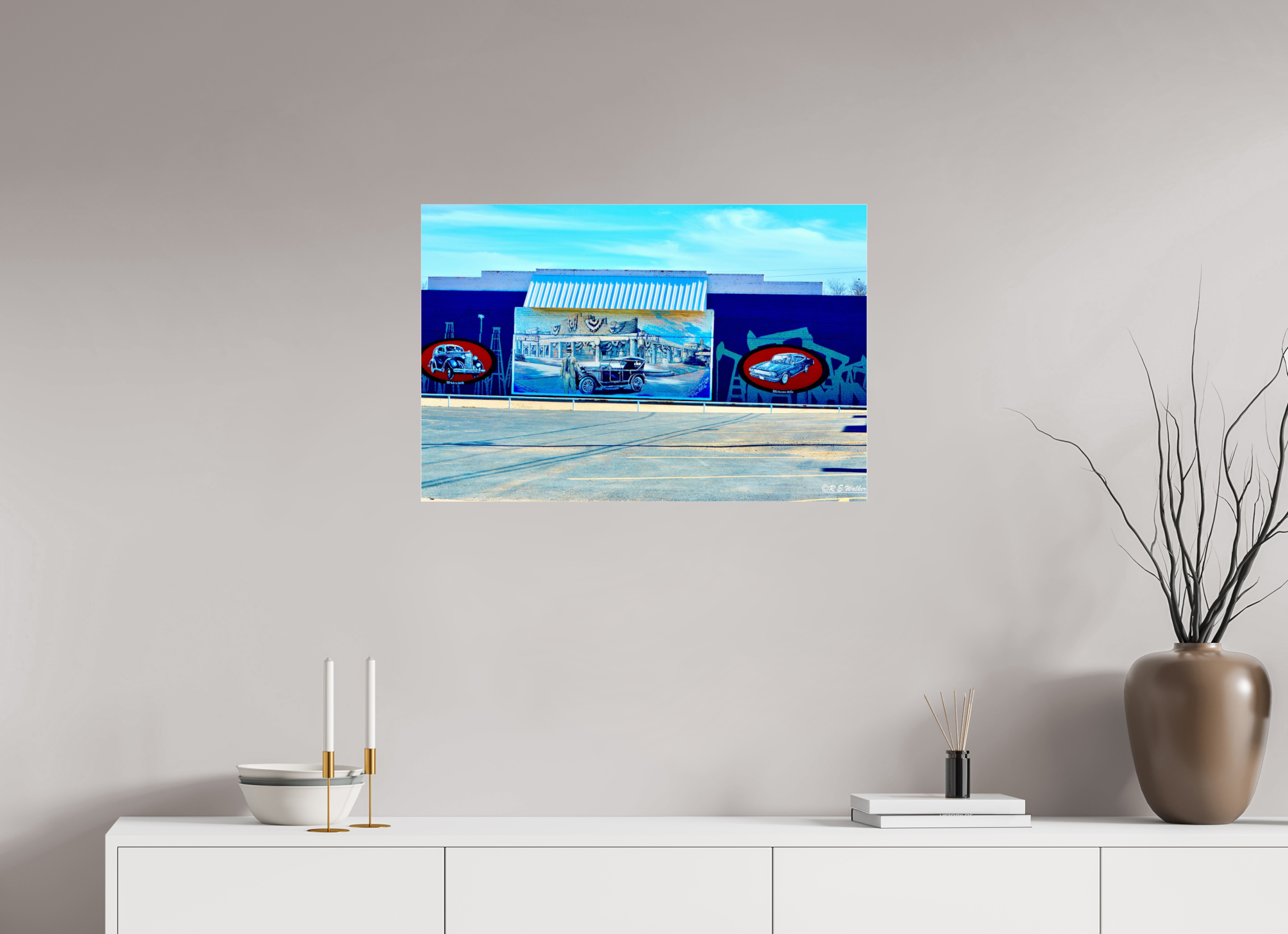 30 x 20″, acrylic-noframe-glossy Mural of Cars-Breckenridge, TX