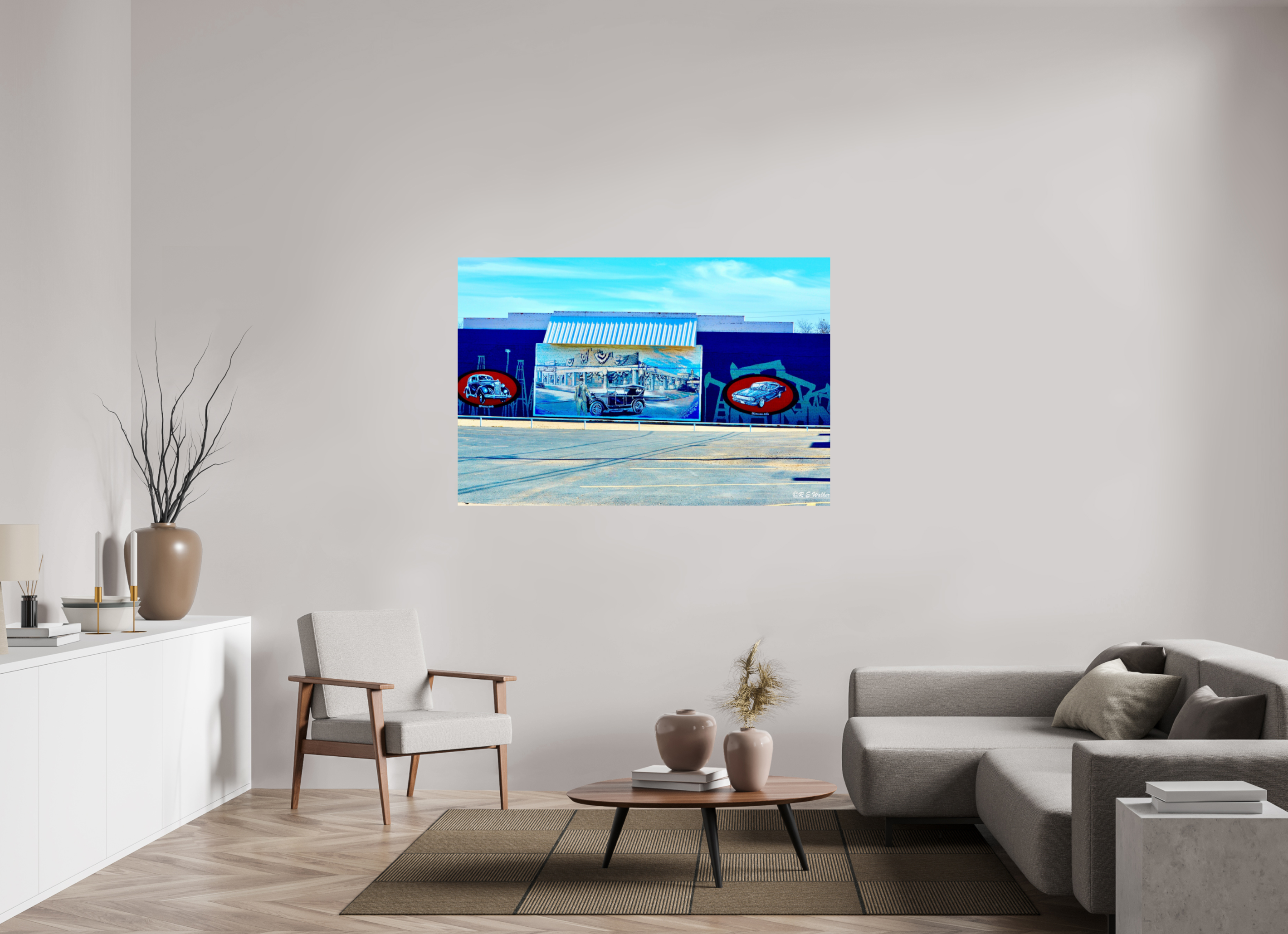 60 x 40″, Glossy Print without border Mural of Cars-Breckenridge, TX
