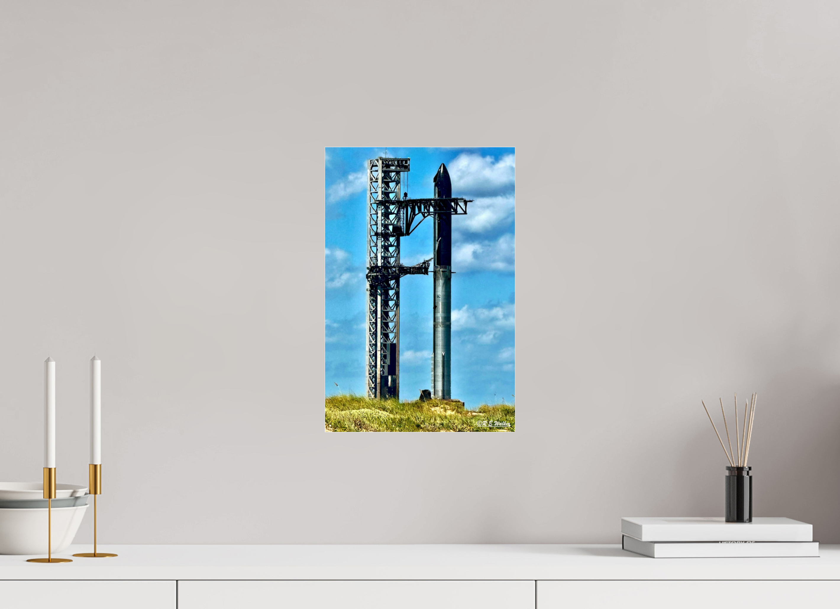 10 x 15″, acrylic-noframe-glossy SpaceX Starship on Launchpad