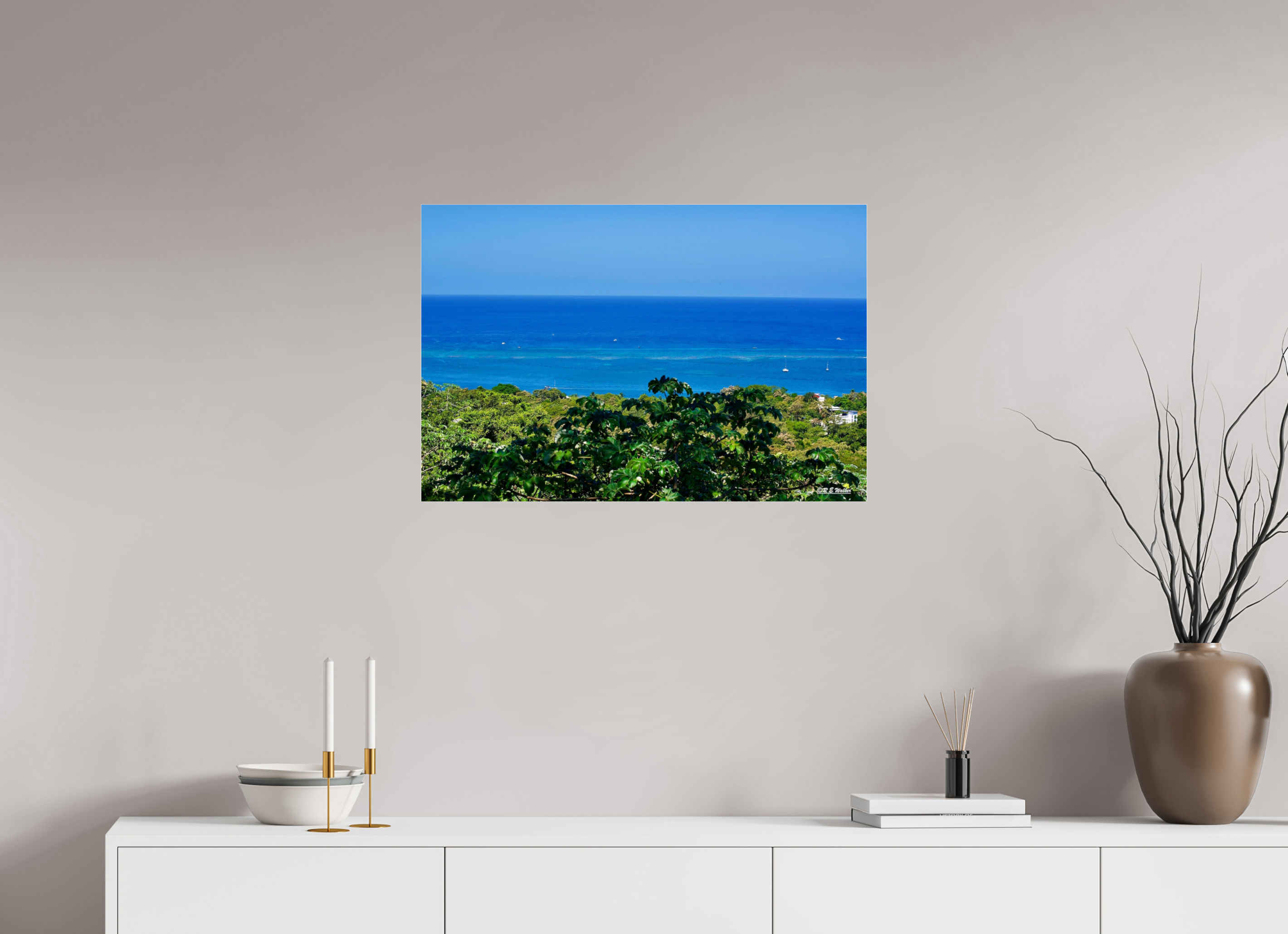 30 x 20″, acrylic-noframe-glossy Roatan Shore
