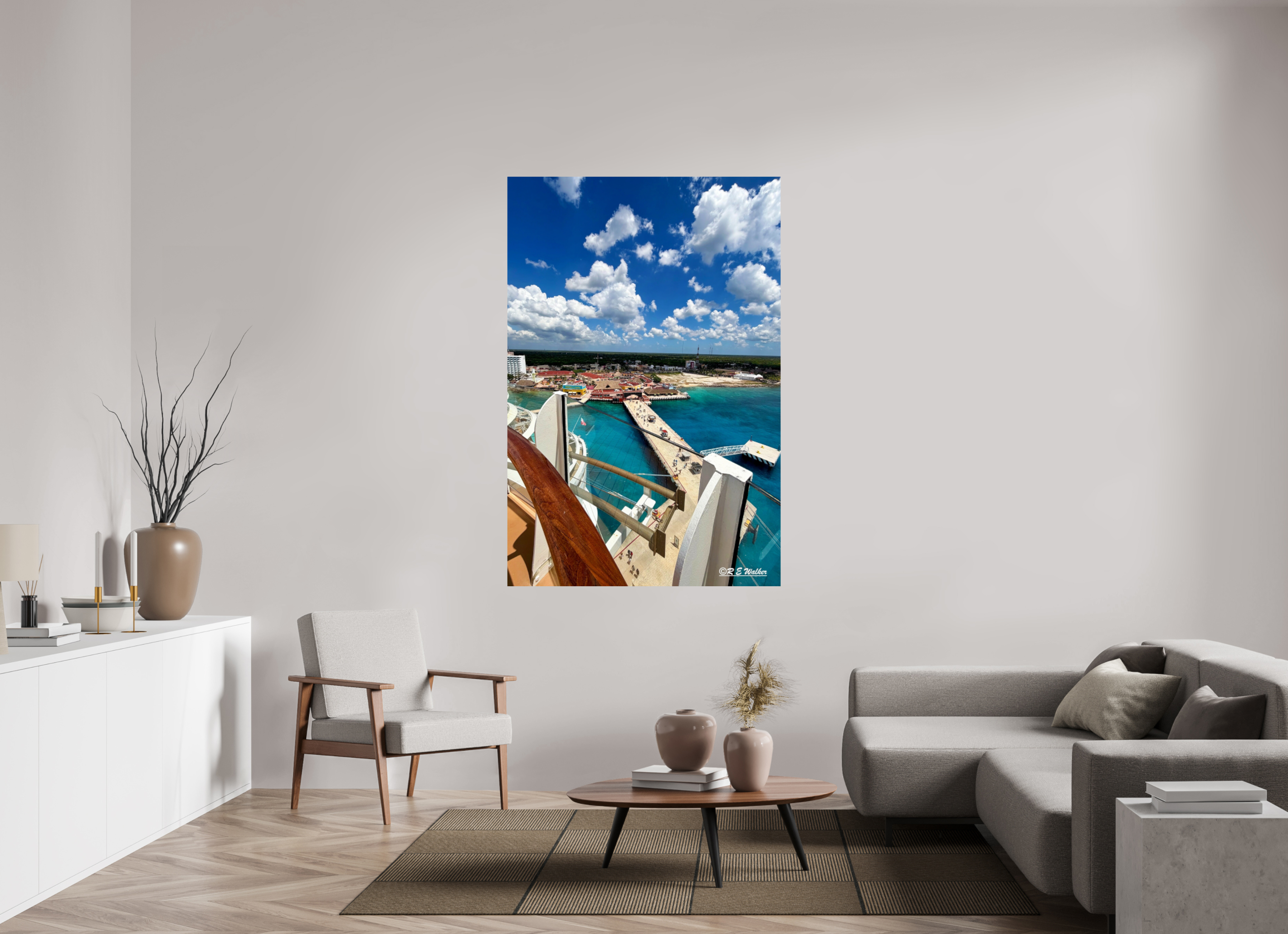 44 x 66″, Glossy Print without border Ship docked view in Cozumel