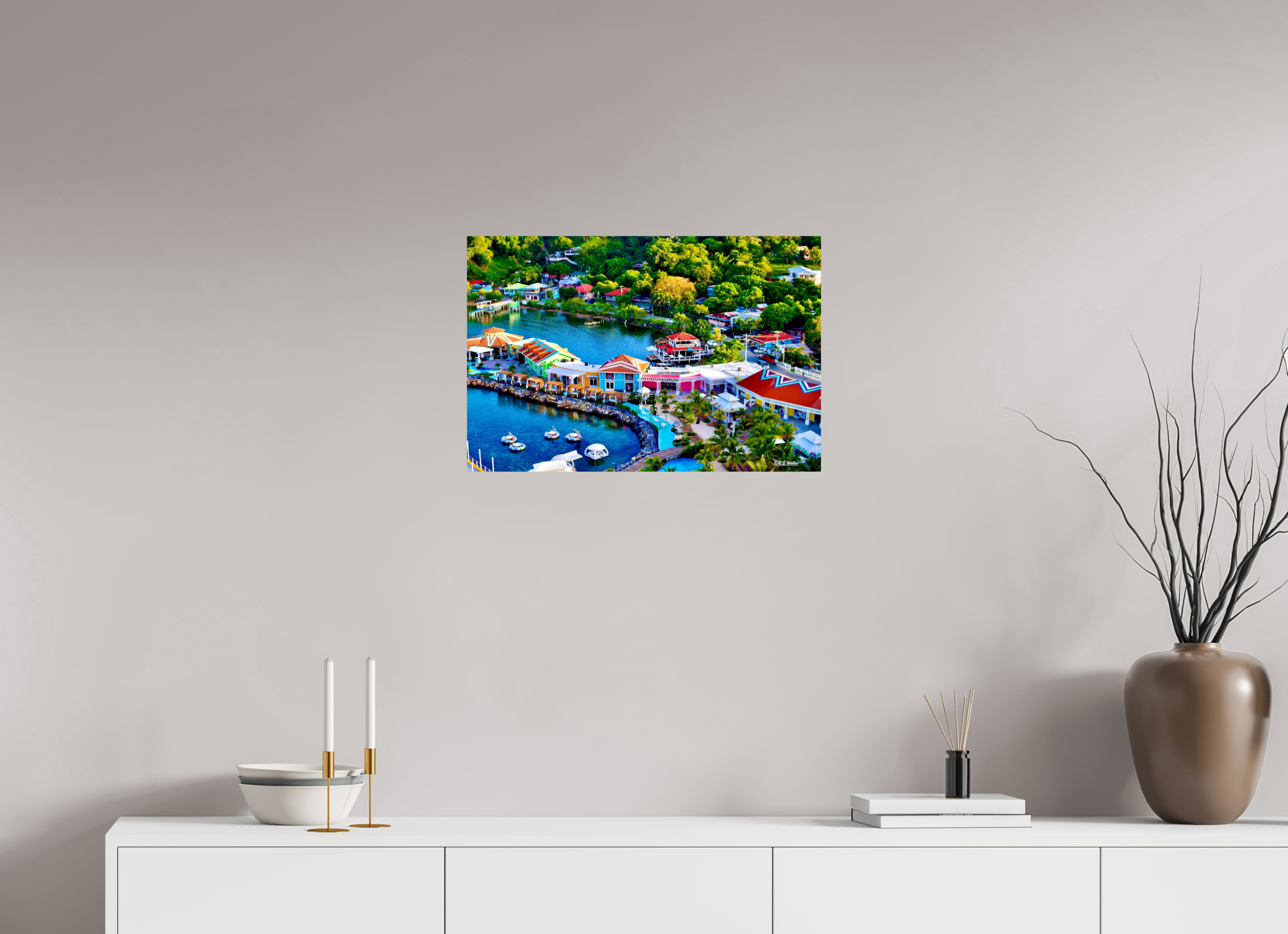 24 x 16″, Glossy Print without border Roatan Port