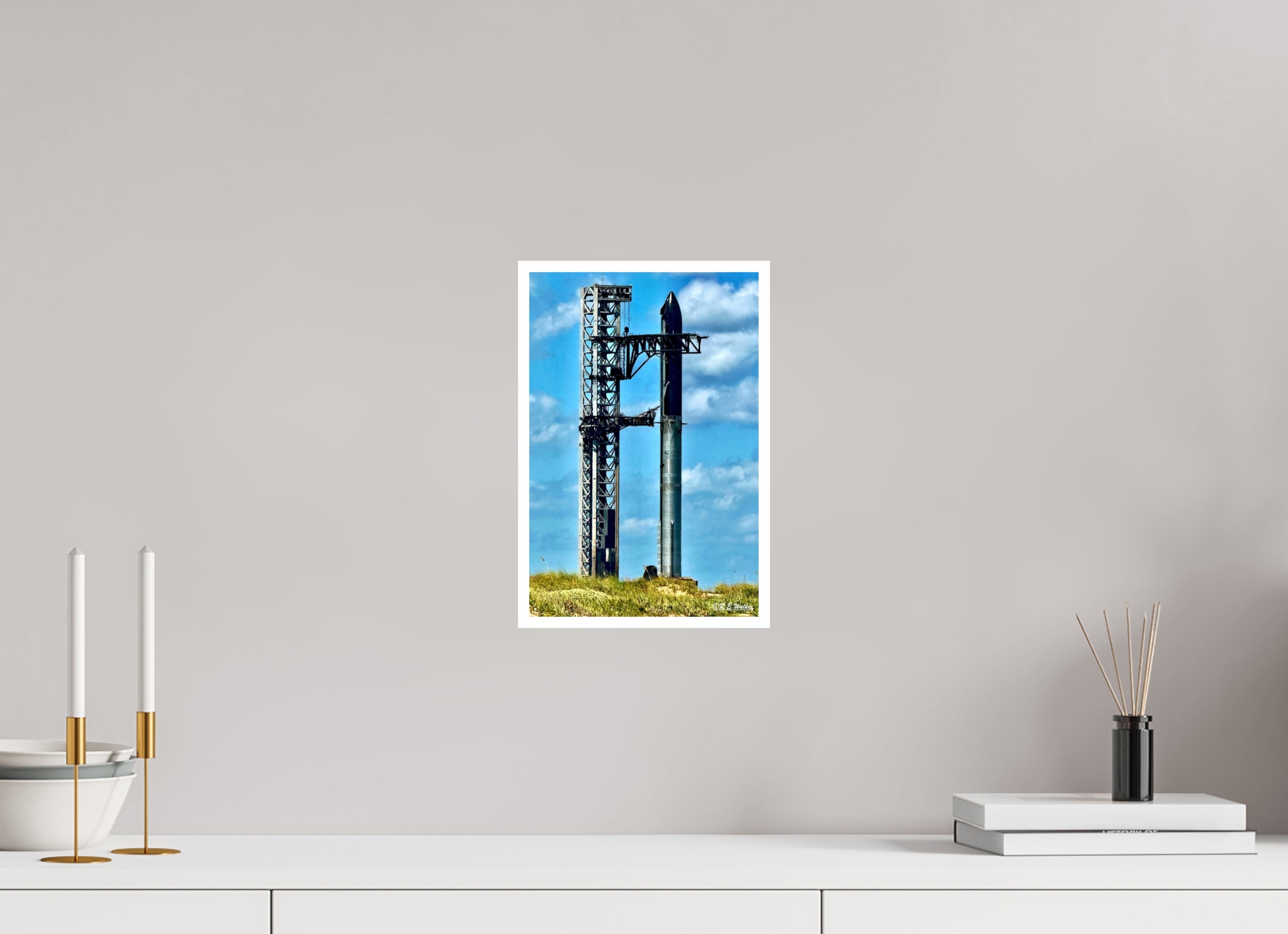 8 x 12″, Print with 0.4in white border SpaceX Starship on Launchpad