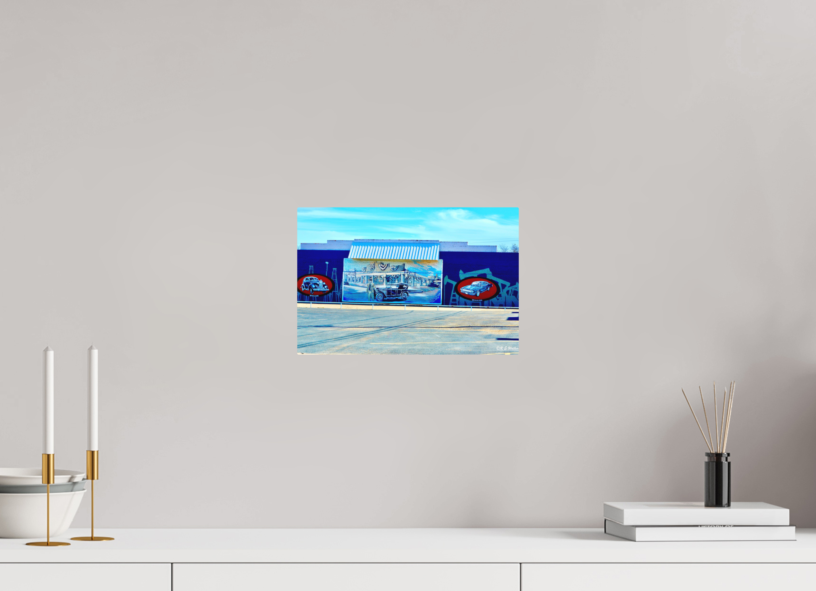 12 x 8″, Aluminum Mural of Cars-Breckenridge, TX