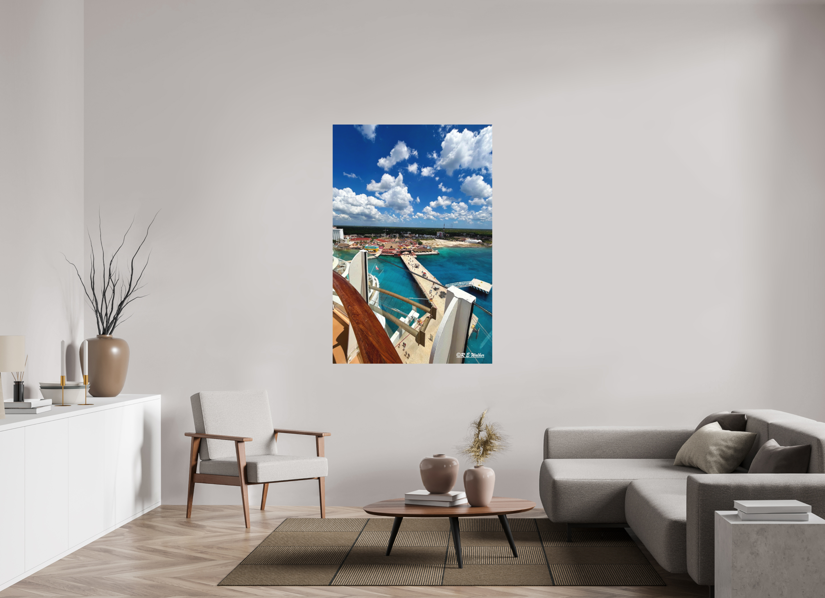 40 x 60″, Aluminum Ship docked view in Cozumel