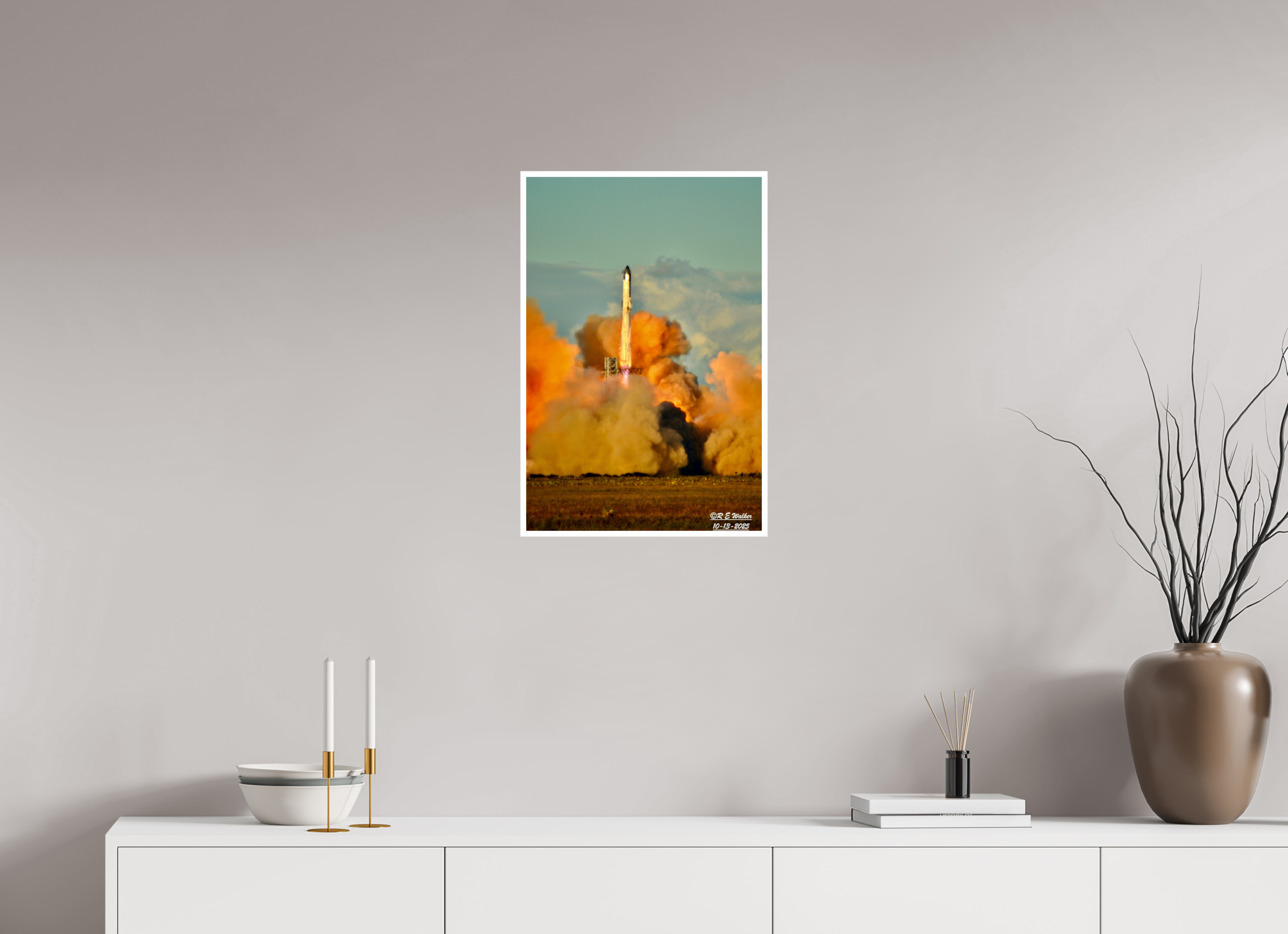 16 x 24″, Print with 0.4in white border Starship IFT11 Clearing Tower