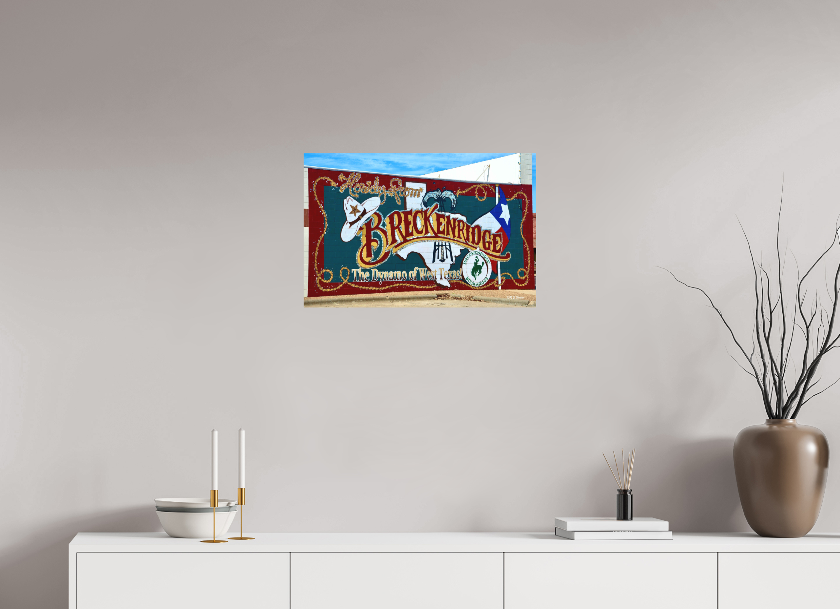 24 x 16″, Aluminum Breckenridge, TX Welcome Mural