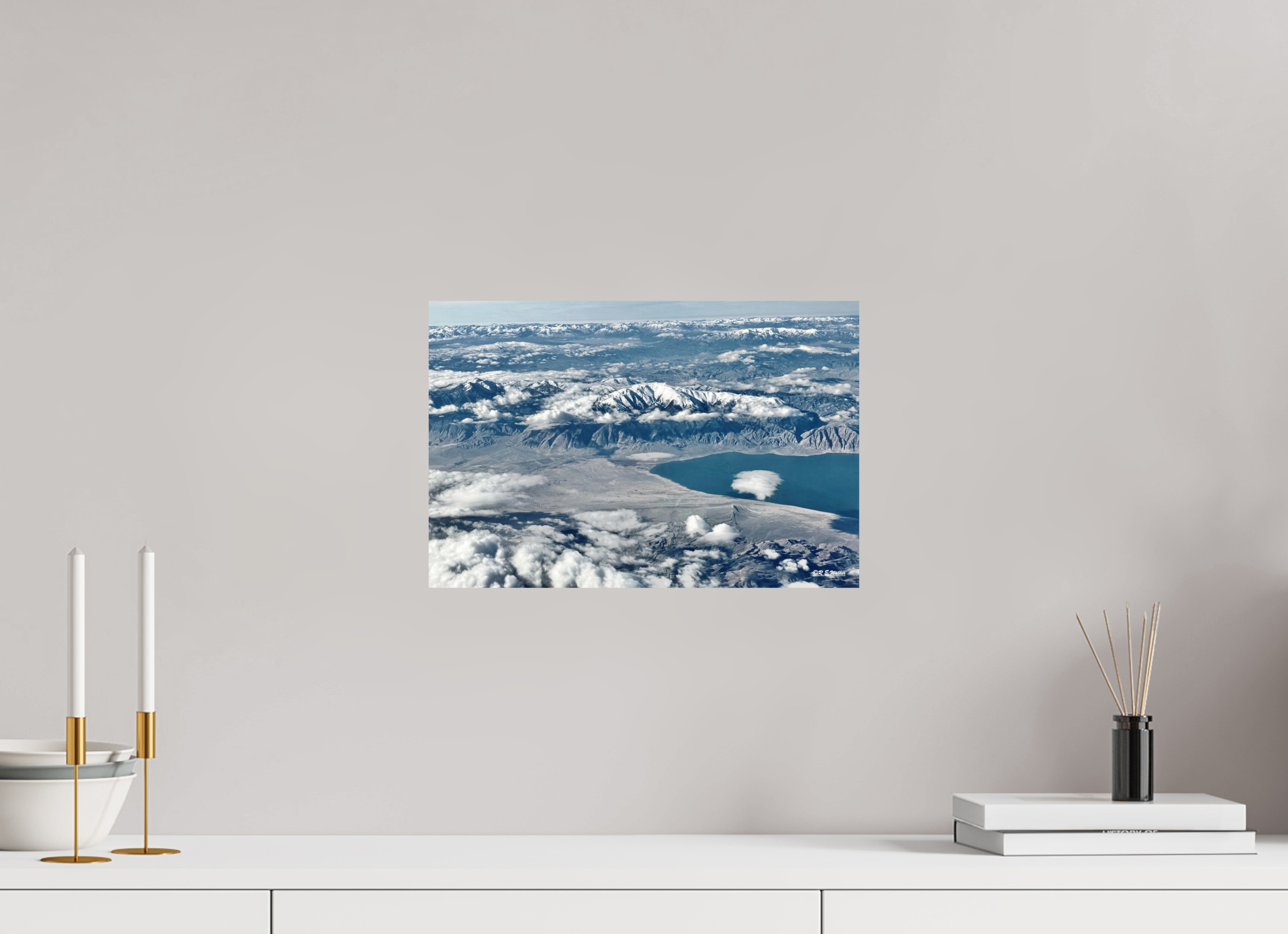 15 x 10″, Glossy Print without border Site from plane, mountain and lake