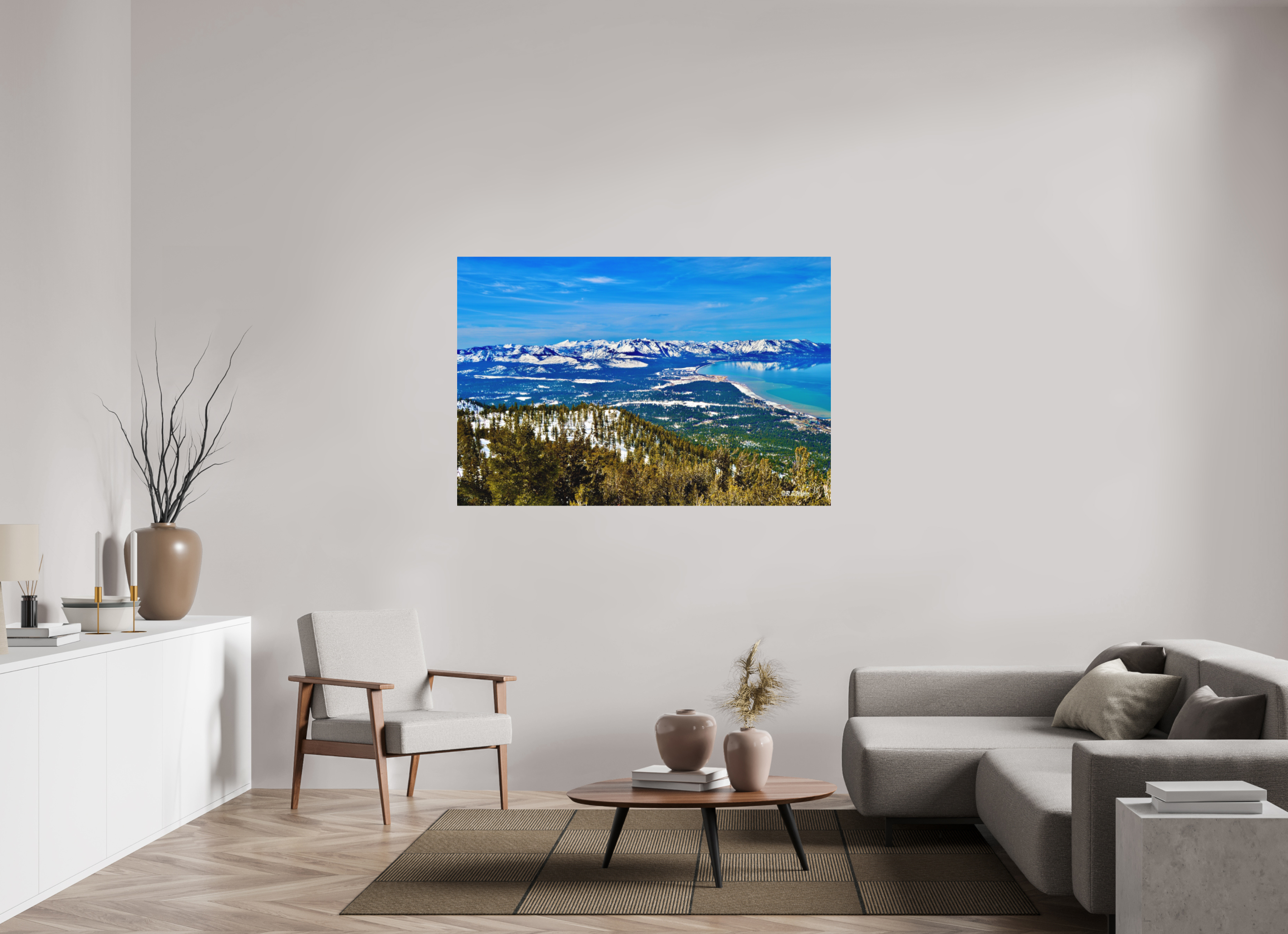 60 x 40″, Aluminum Lake Tahoe Partial View