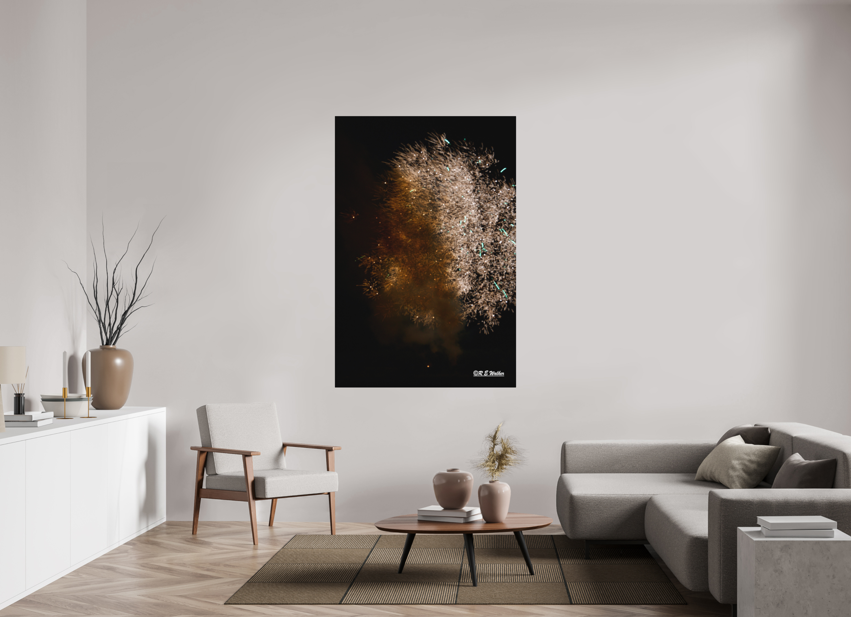 44 x 66″, Aluminum Face in Fireworks
