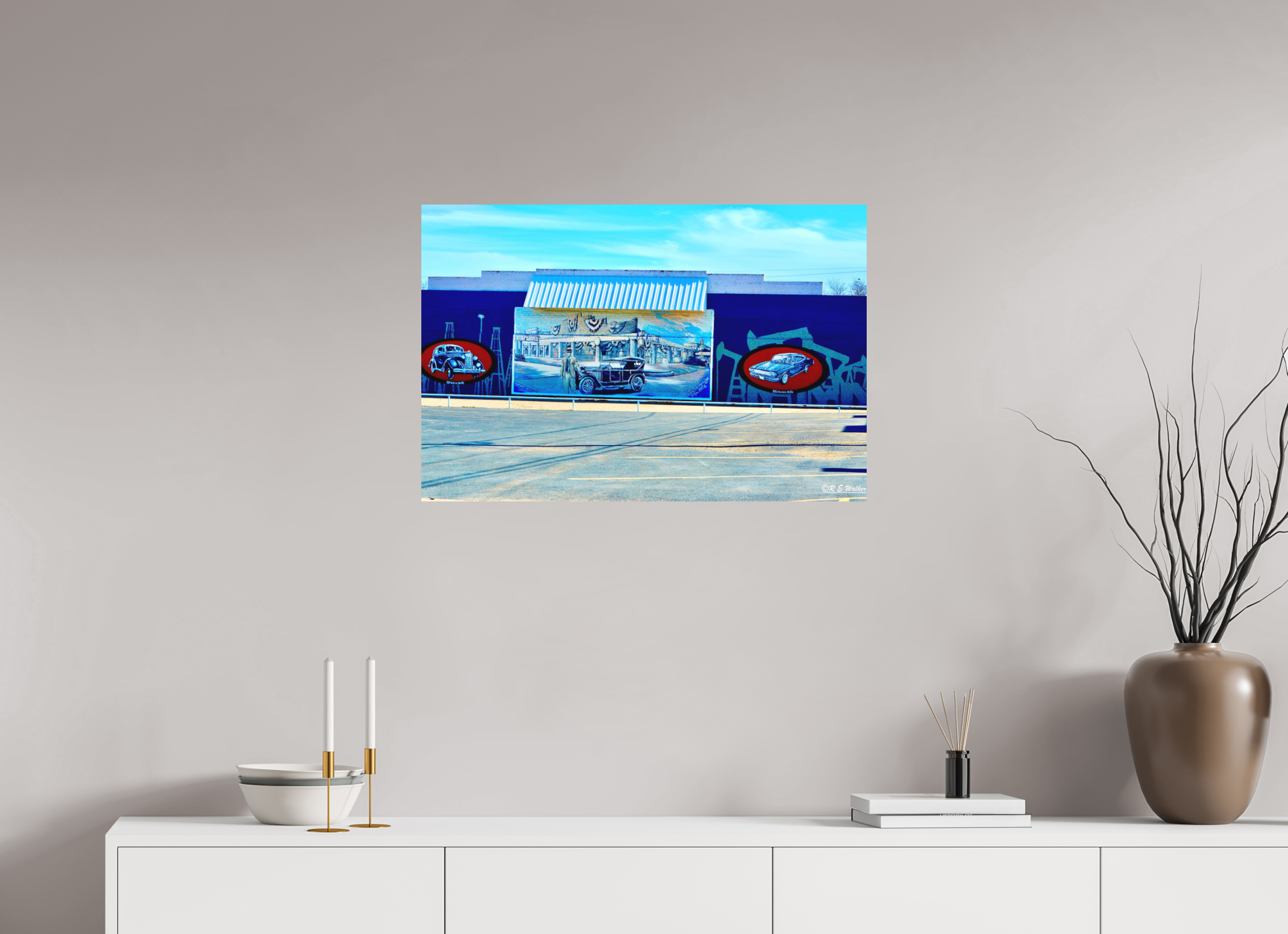 30 x 20″, Aluminum Mural of Cars-Breckenridge, TX