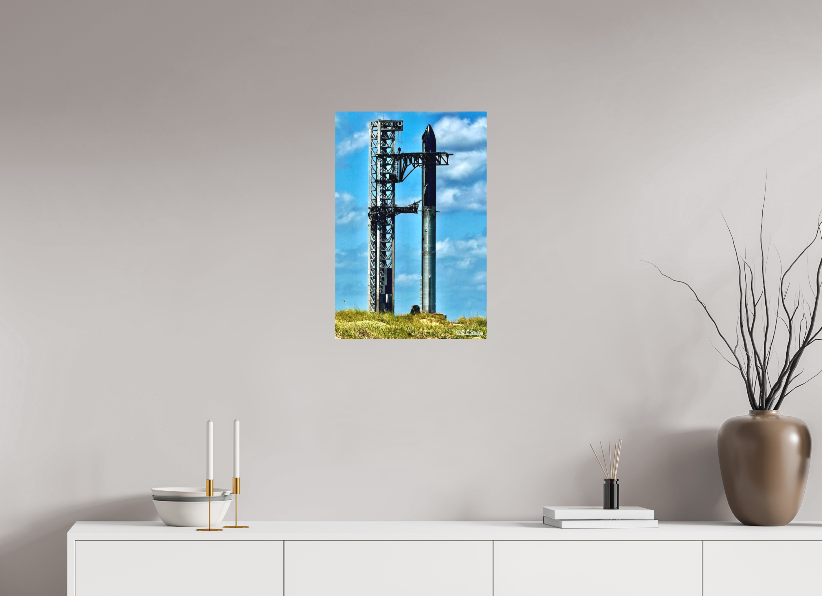 16 x 24″, Aluminum SpaceX Starship on Launchpad