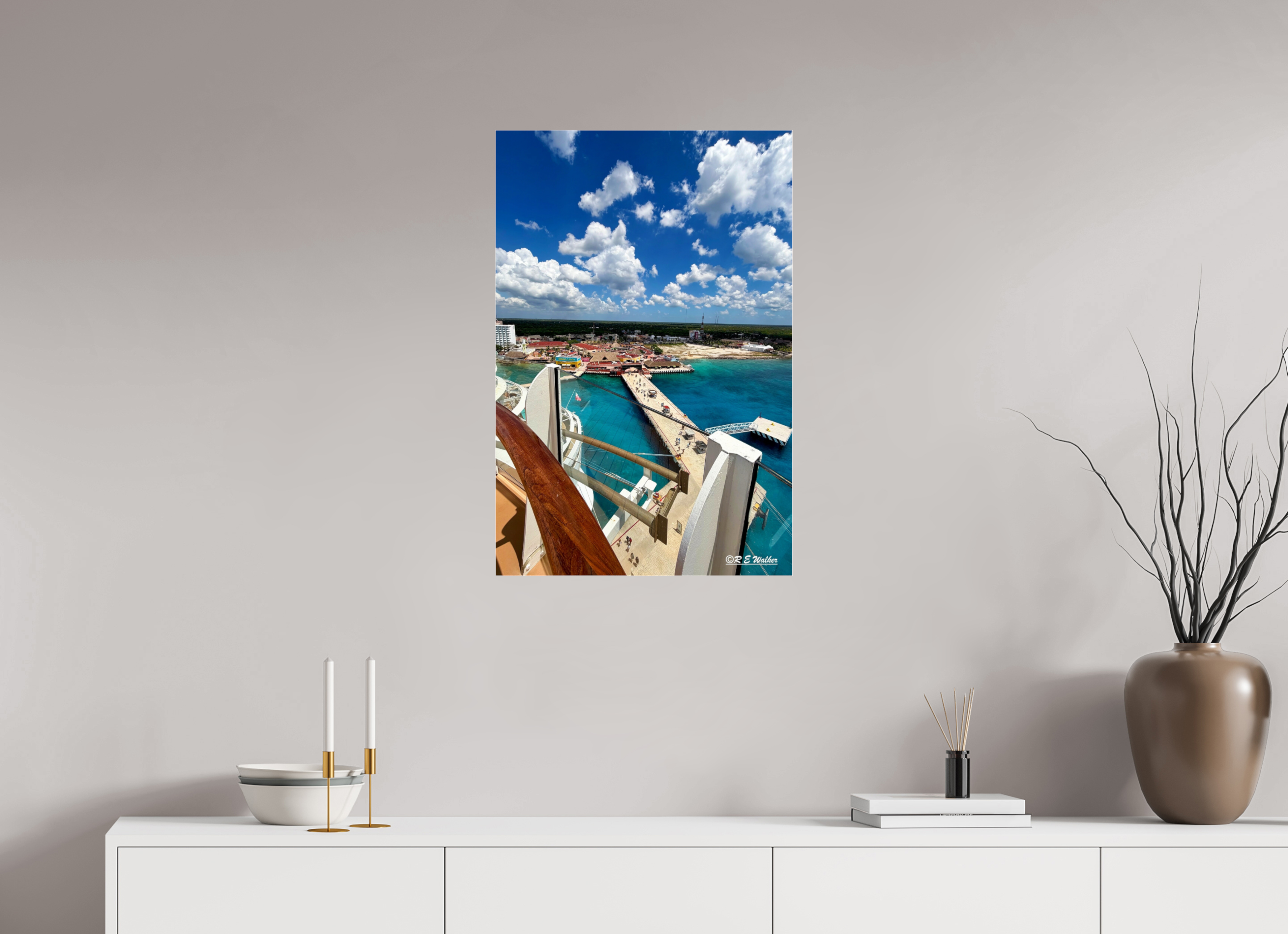 20 x 30″, acrylic-noframe-glossy Ship docked view in Cozumel