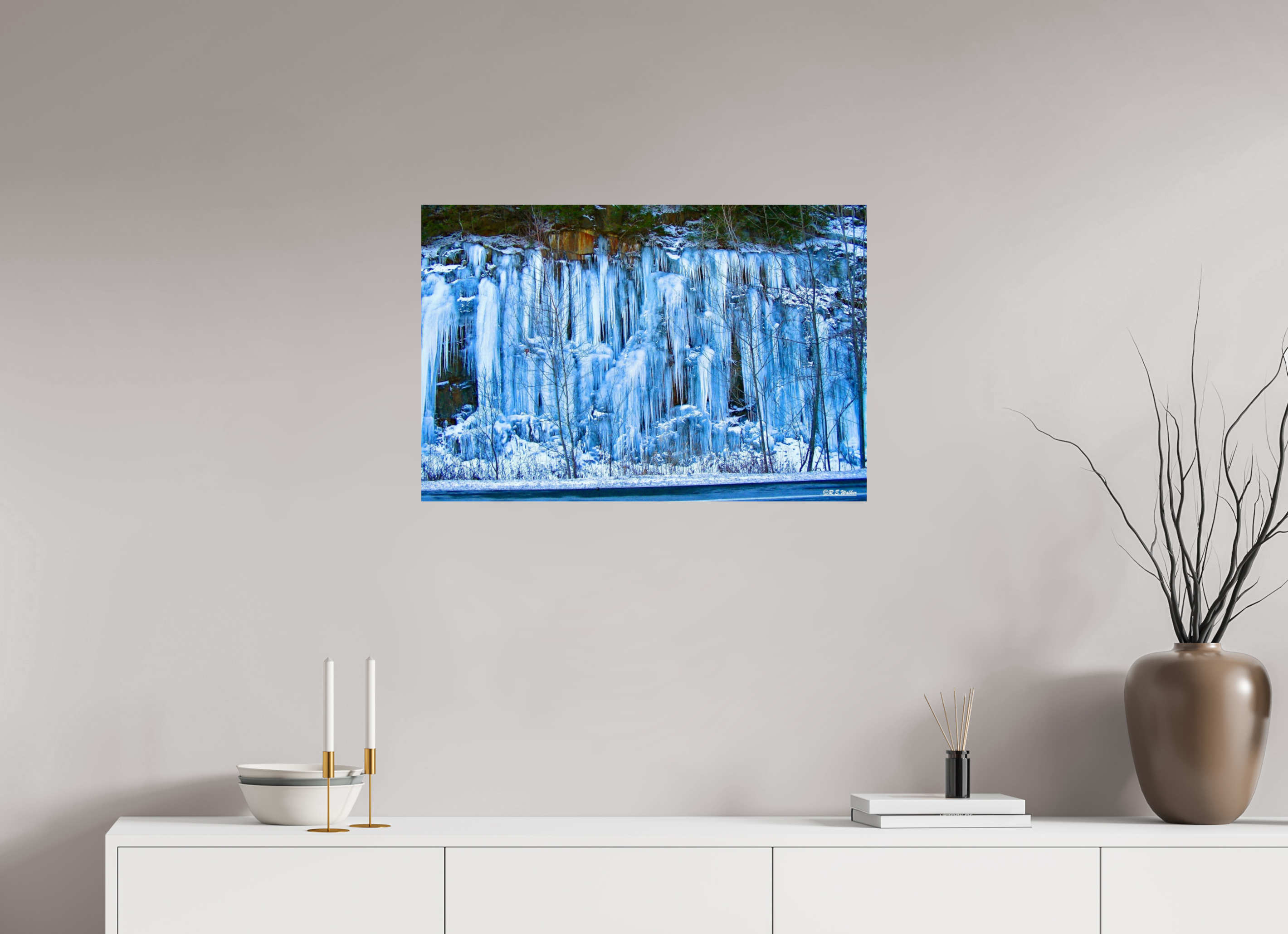 30 x 20″, acrylic-noframe-glossy Ice Wall in Vermont