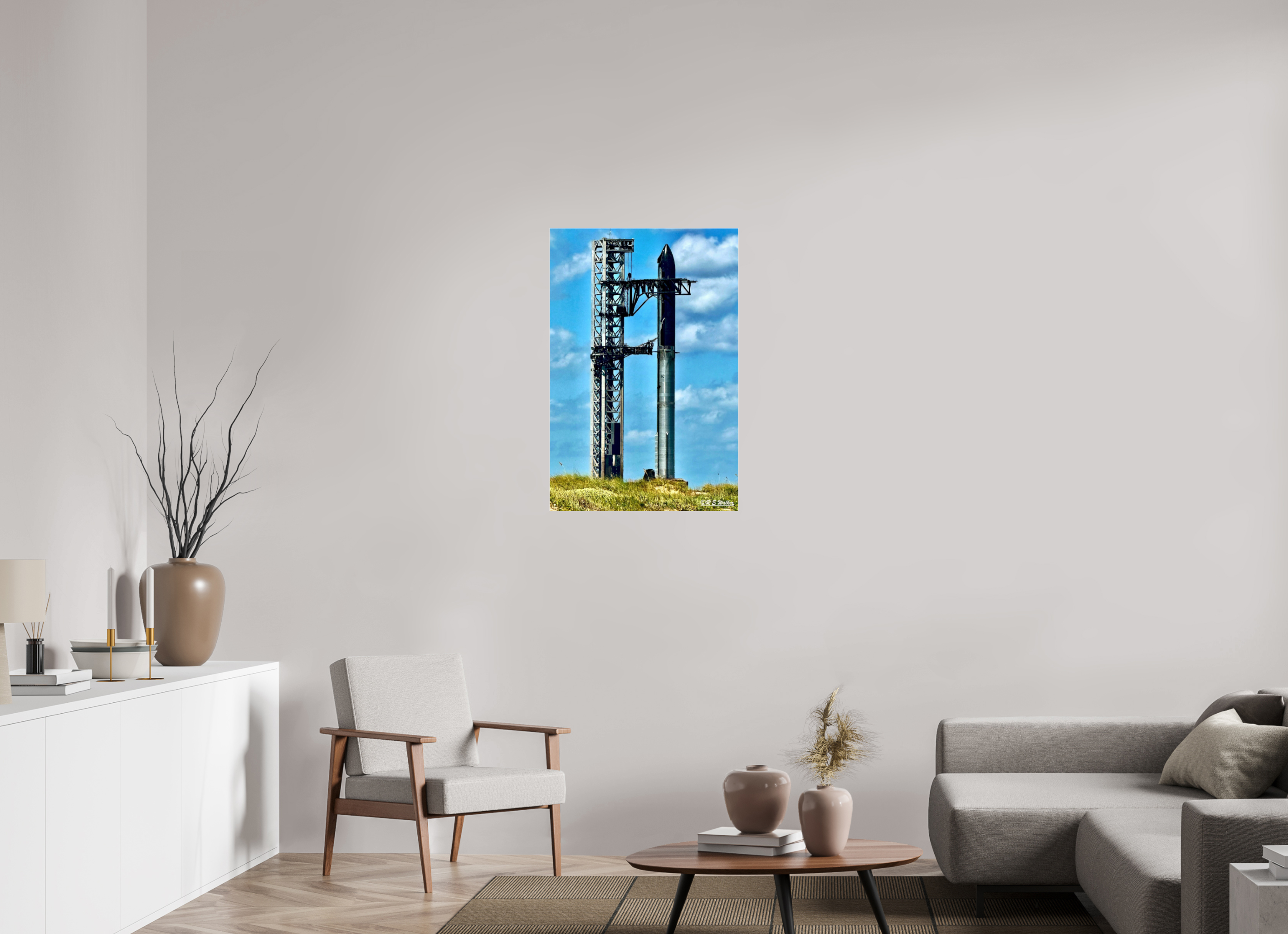 24 x 36″, acrylic-noframe-glossy SpaceX Starship on Launchpad