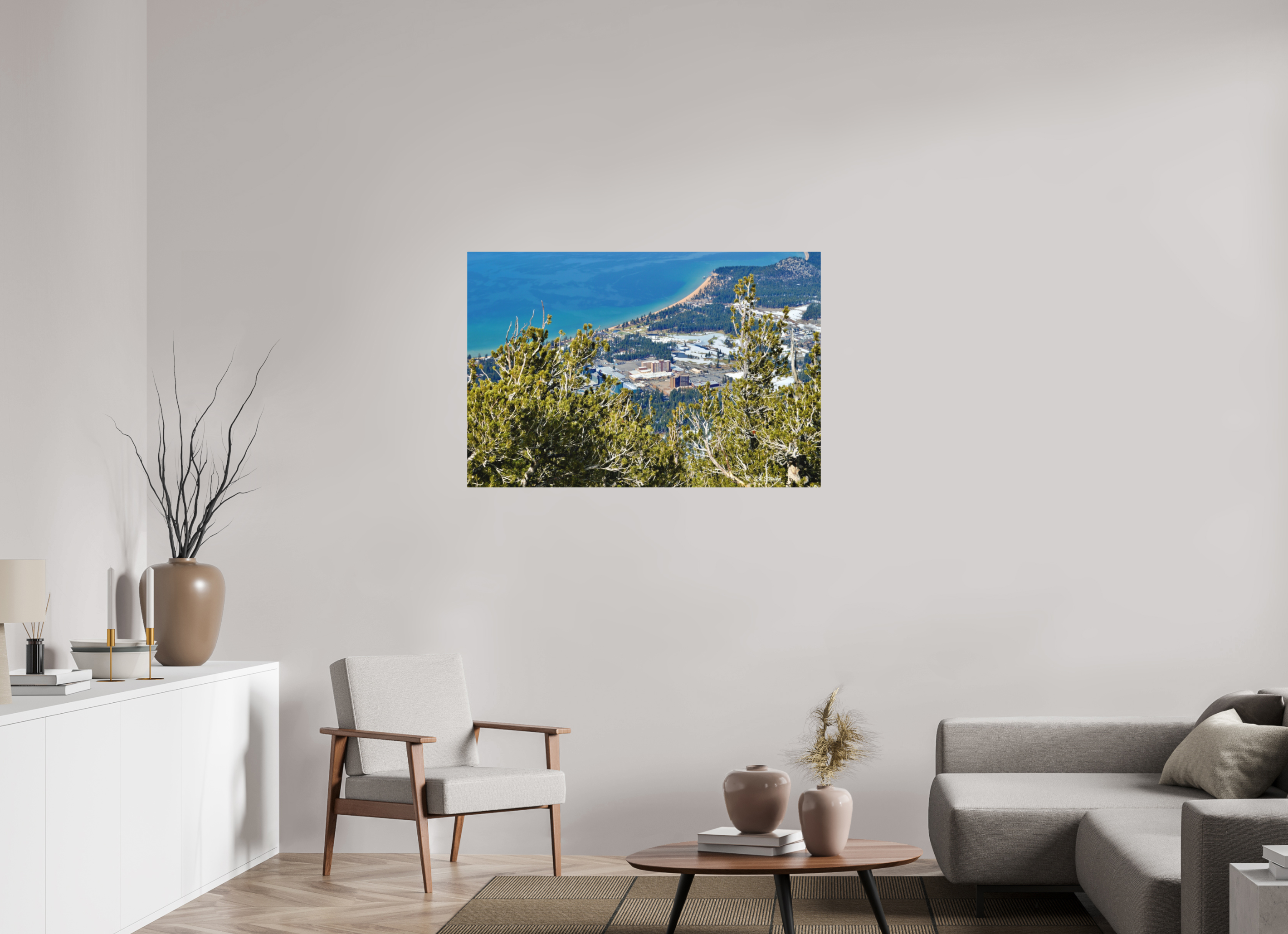45 x 30″, Aluminum View from Heavenly Mountain to city below