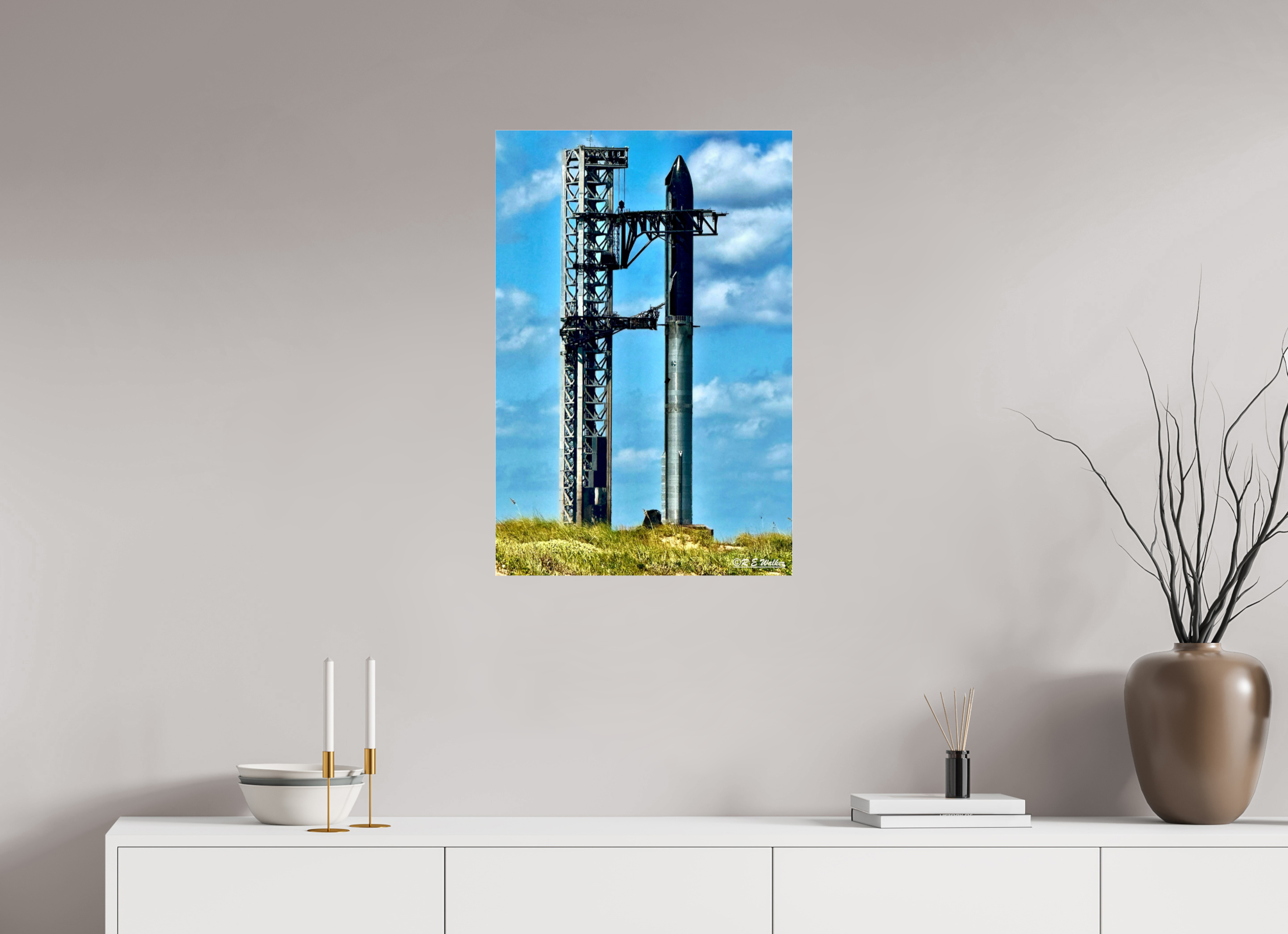 20 x 30″, acrylic-noframe-glossy SpaceX Starship on Launchpad