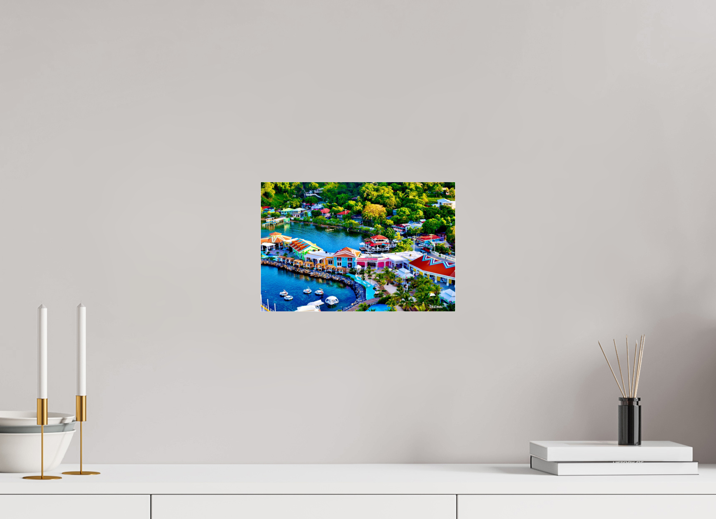 12 x 8″, acrylic-noframe-glossy Roatan Port