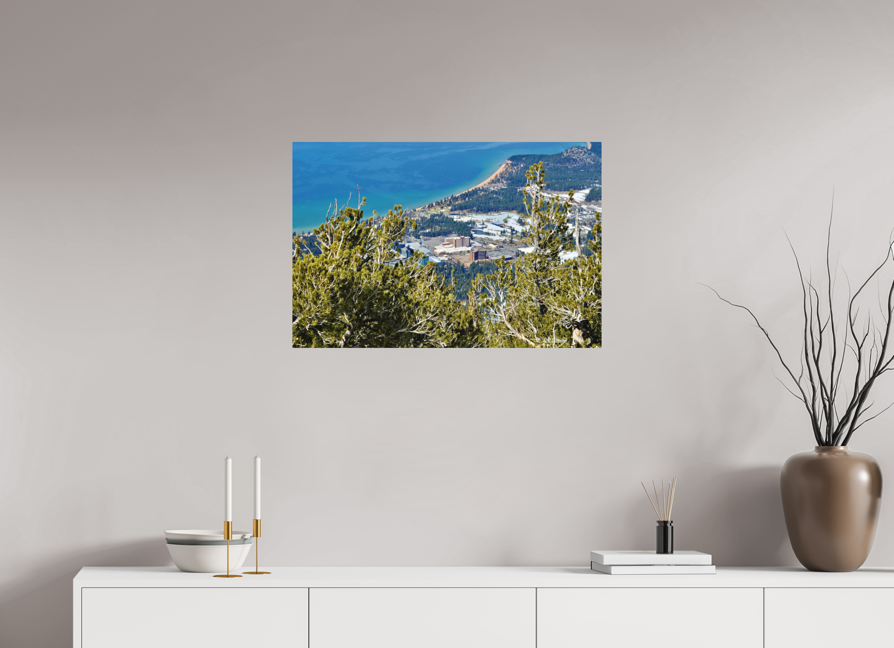 30 x 20″, Aluminum View from Heavenly Mountain to city below