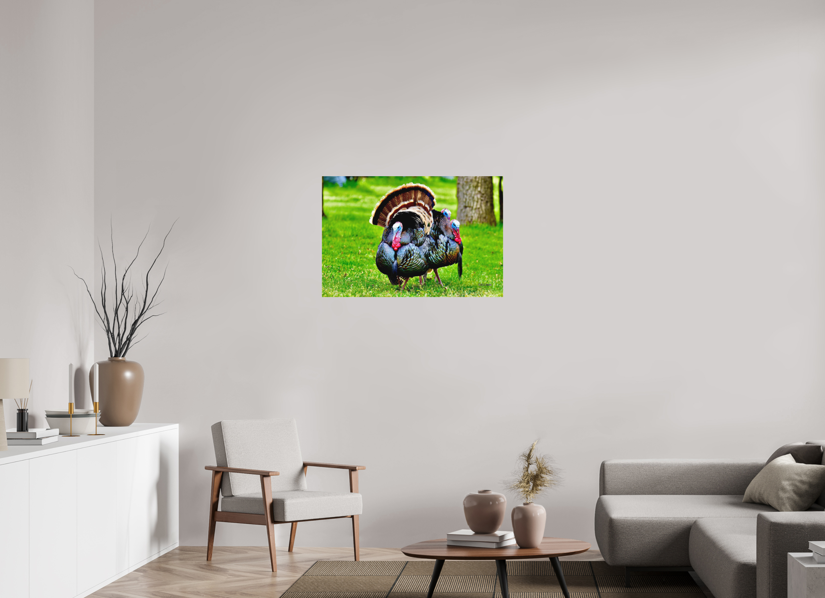 36 x 24″, Aluminum 3 gang of Turkeys