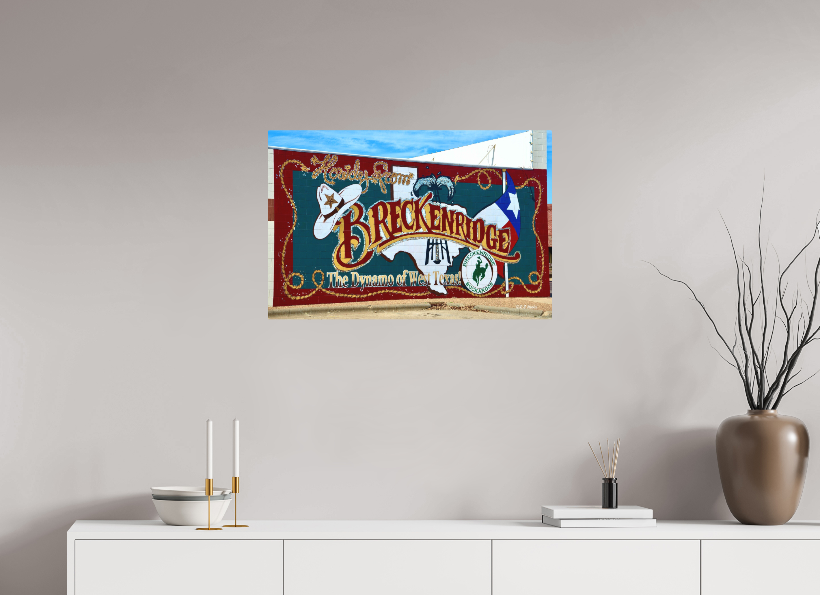 30 x 20″, Aluminum Breckenridge, TX Welcome Mural